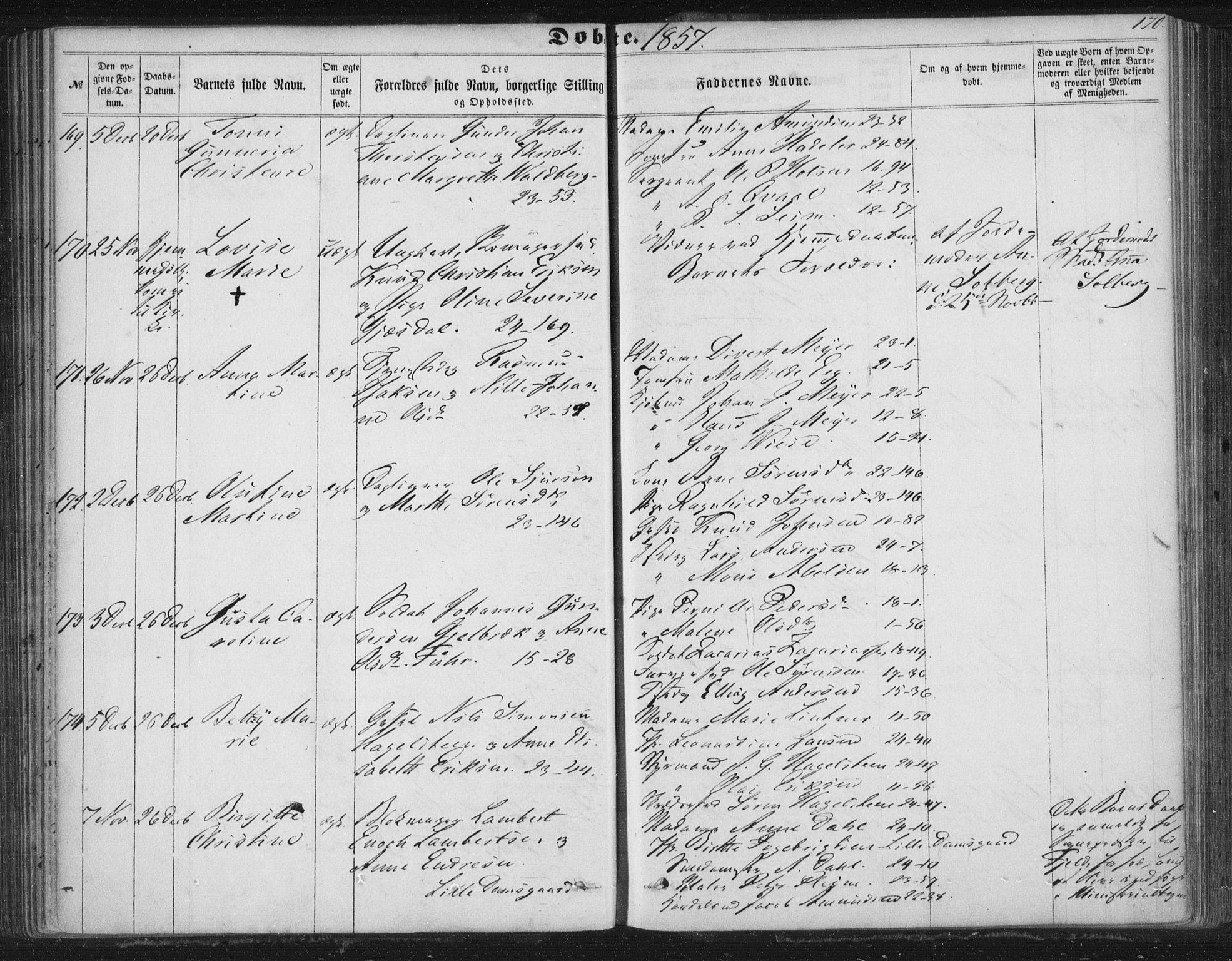 Korskirken sokneprestembete, AV/SAB-A-76101/H/Haa/L0018: Parish register (official) no. B 4, 1857-1866, p. 170