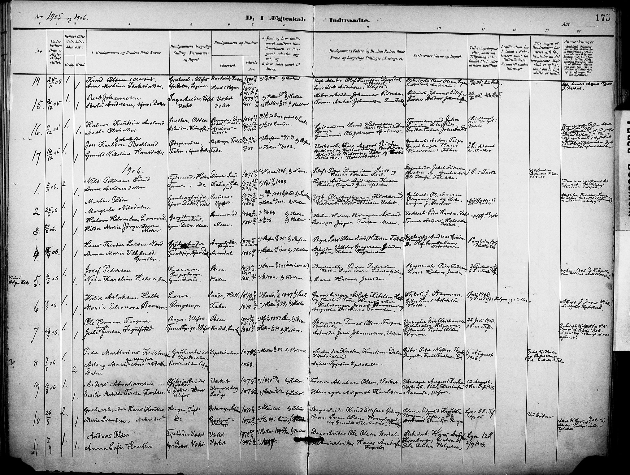 Holla kirkebøker, SAKO/A-272/F/Fa/L0010: Parish register (official) no. 10, 1897-1907, p. 175