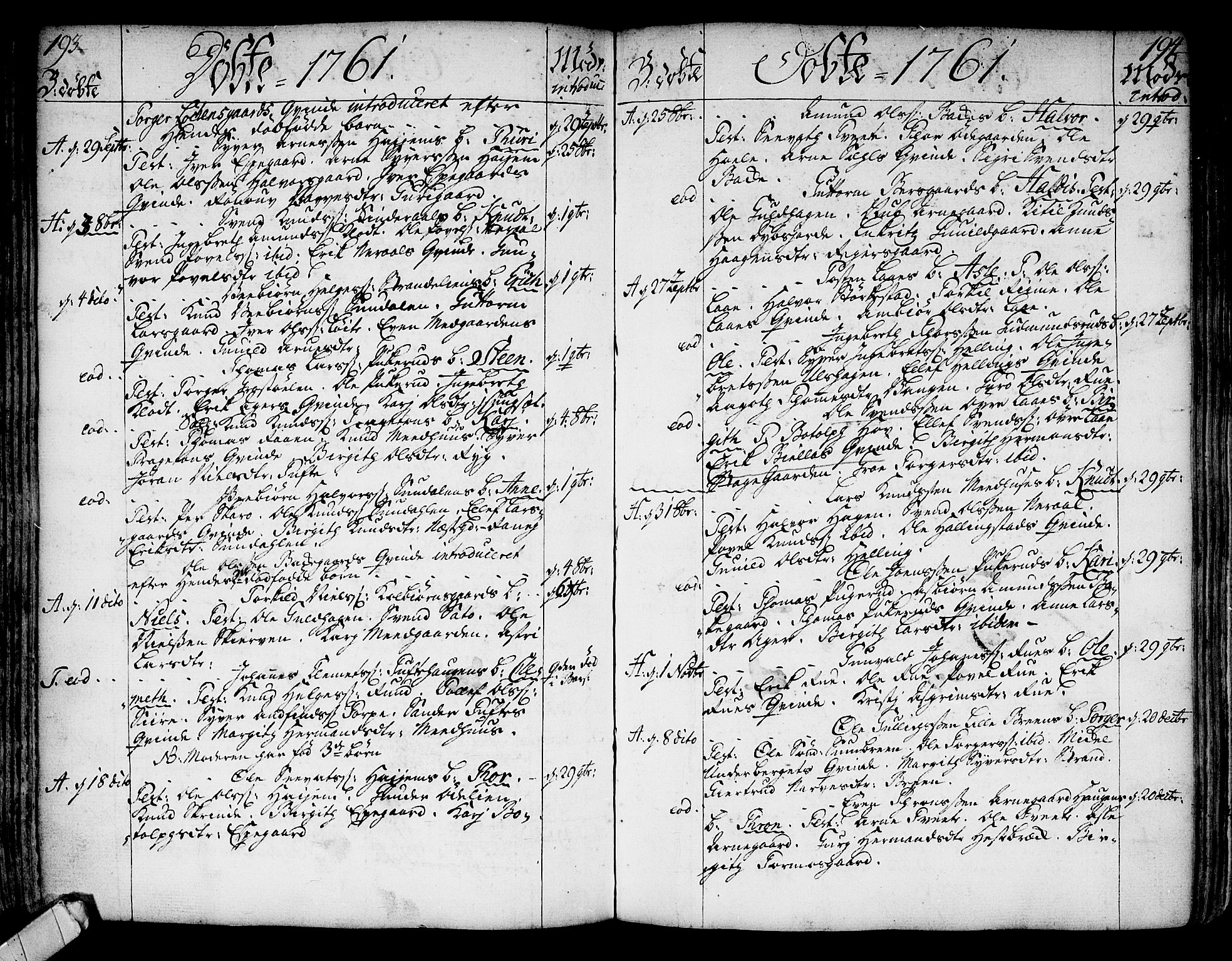 Ål kirkebøker, AV/SAKO-A-249/F/Fa/L0001: Parish register (official) no. I 1, 1744-1769, p. 193-194