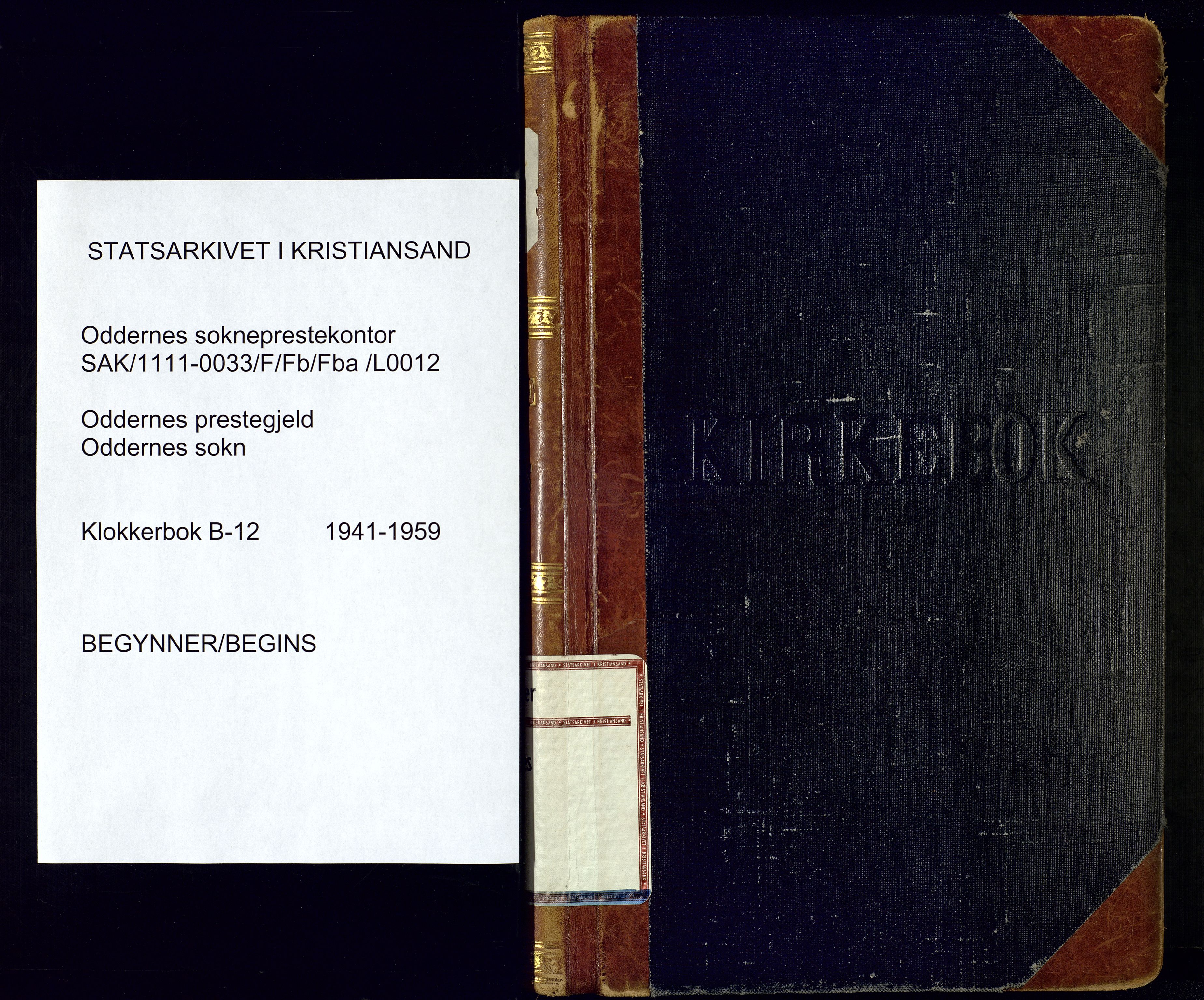 Oddernes sokneprestkontor, SAK/1111-0033/F/Fb/Fba/L0012: Parish register (copy) no. B-12, 1941-1959