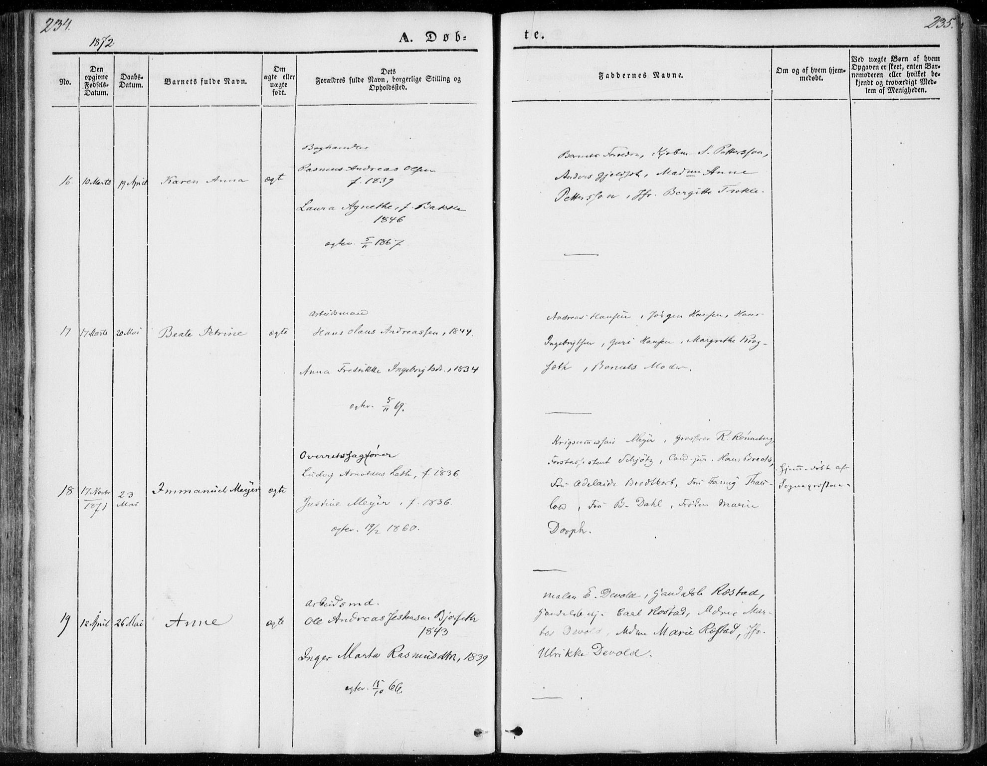 Ministerialprotokoller, klokkerbøker og fødselsregistre - Møre og Romsdal, SAT/A-1454/558/L0689: Parish register (official) no. 558A03, 1843-1872, p. 234-235