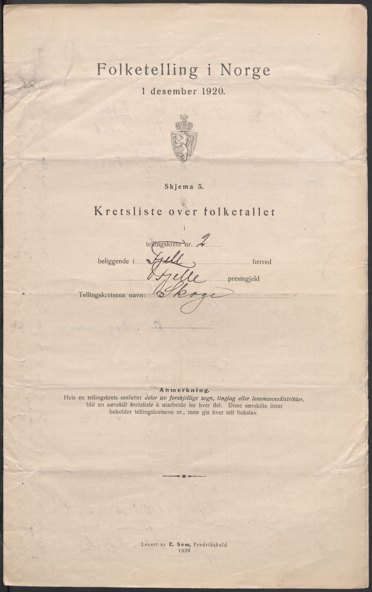 SAB, 1920 census for Fjell, 1920, p. 7