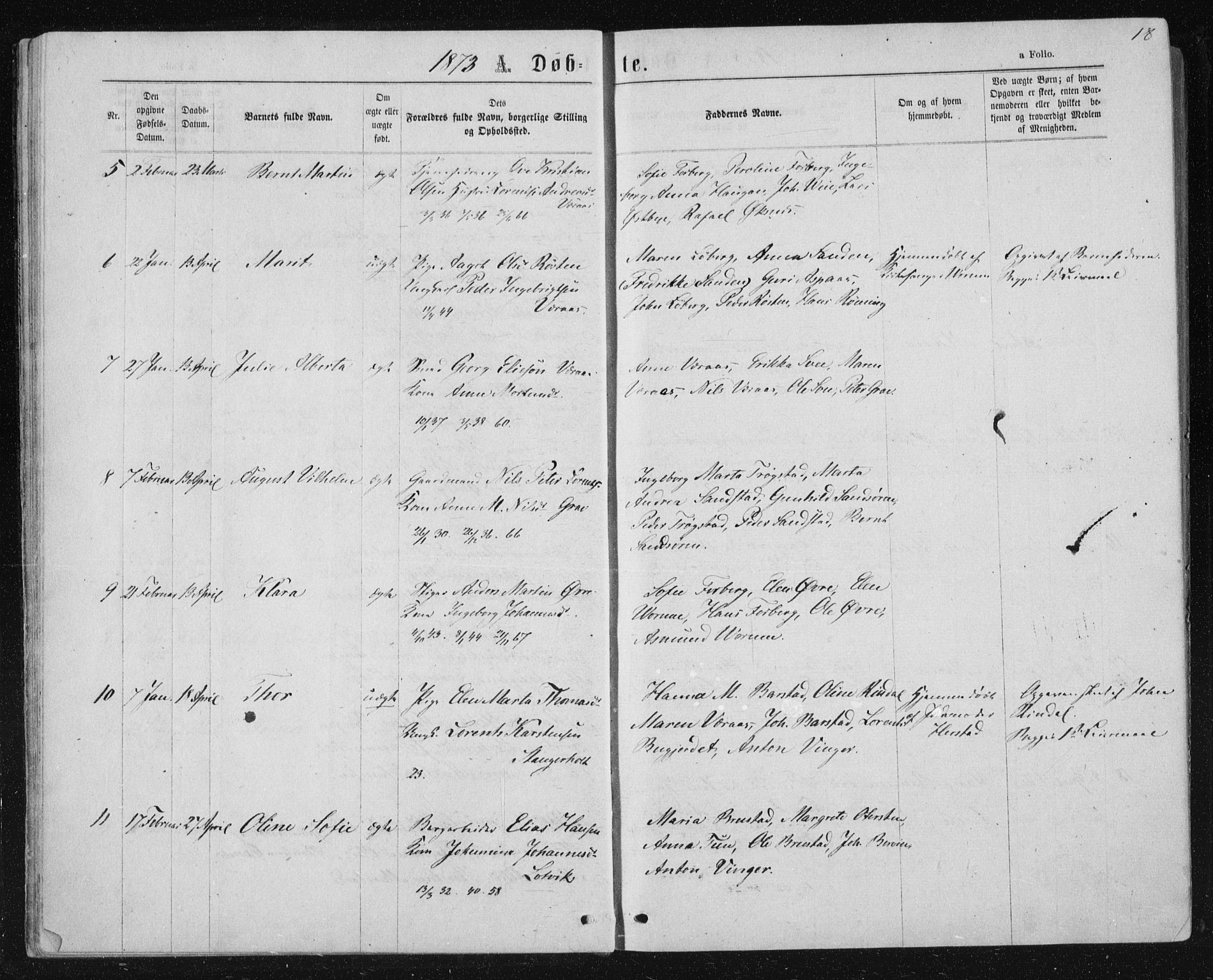 Ministerialprotokoller, klokkerbøker og fødselsregistre - Nord-Trøndelag, SAT/A-1458/722/L0219: Parish register (official) no. 722A06, 1868-1880, p. 18