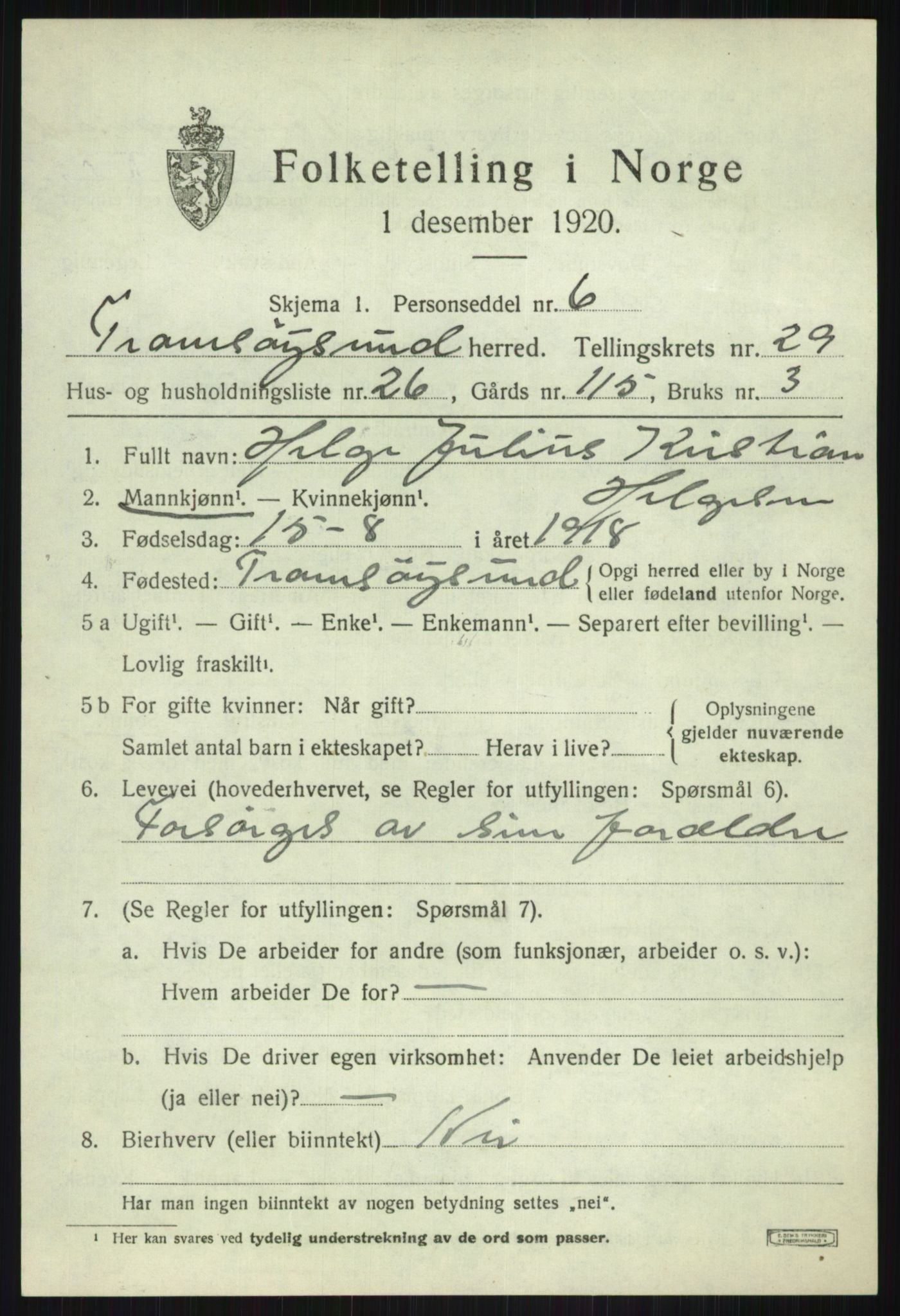 SATØ, 1920 census for Tromsøysund, 1920, p. 13668