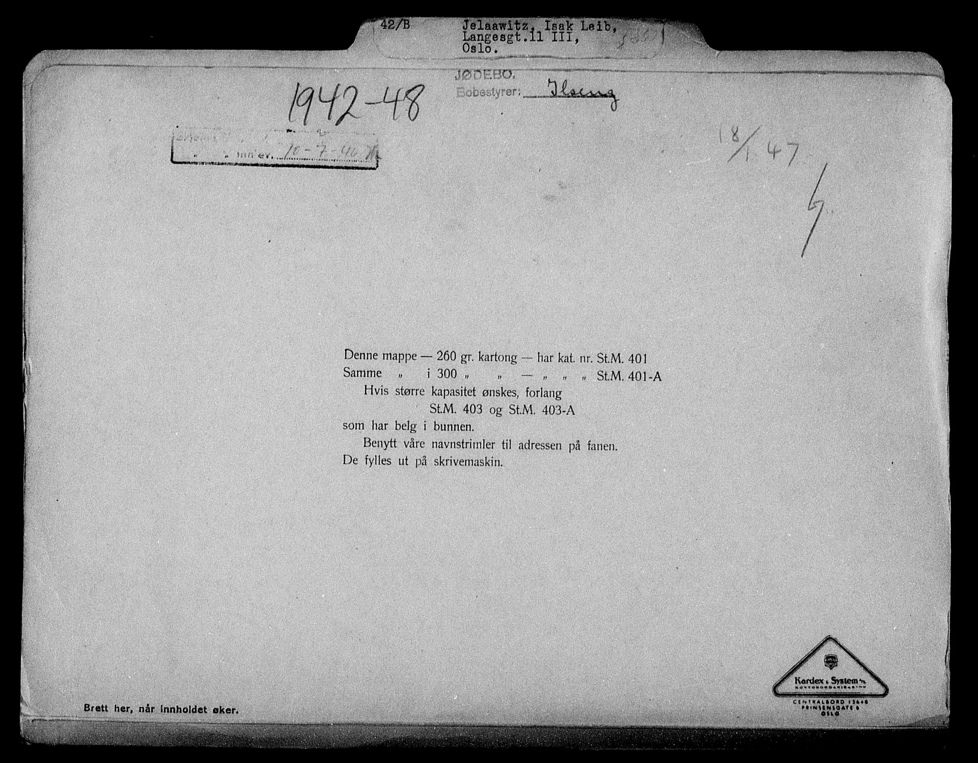 Justisdepartementet, Tilbakeføringskontoret for inndratte formuer, RA/S-1564/H/Hc/Hcc/L0948: --, 1945-1947, p. 2