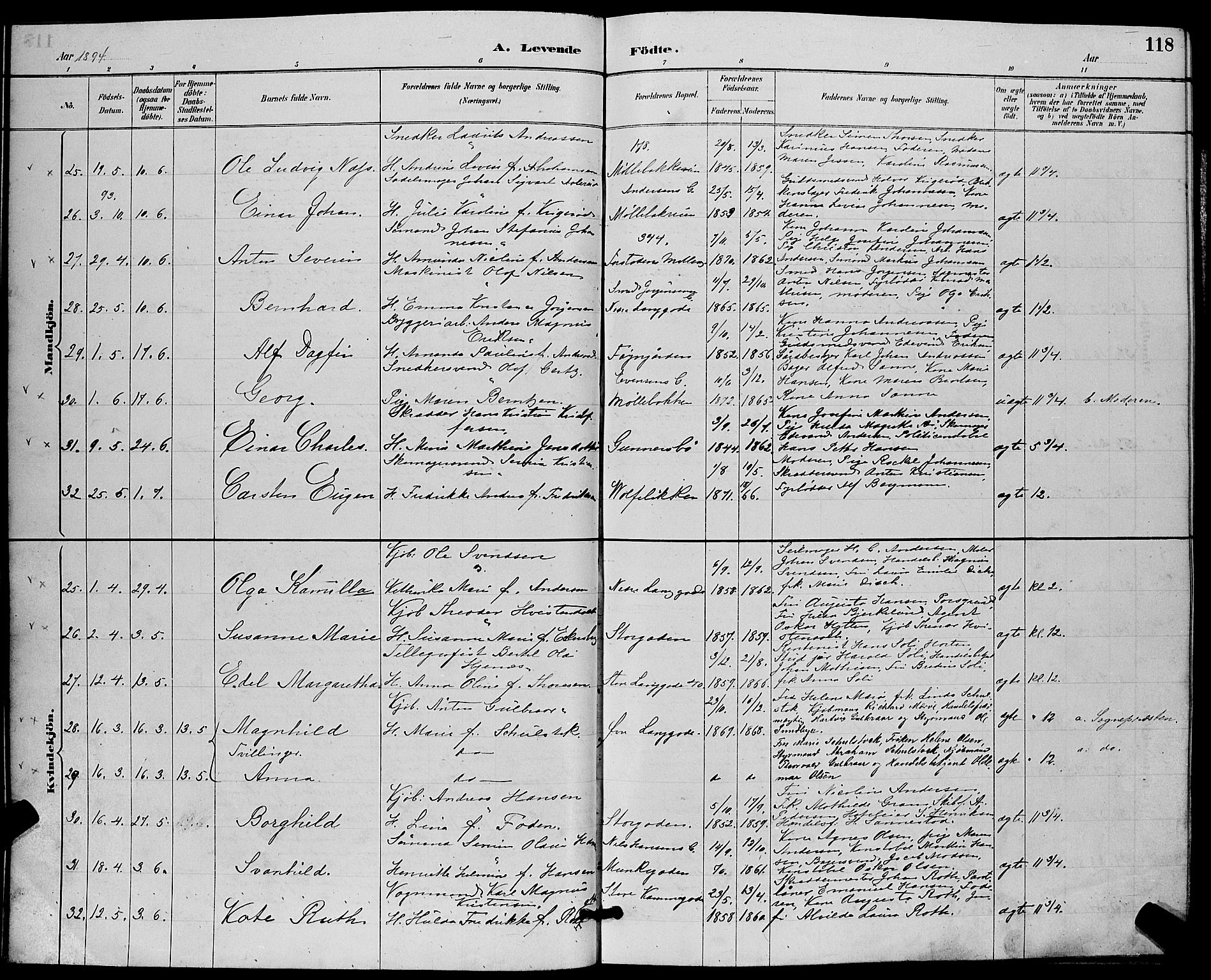 Tønsberg kirkebøker, AV/SAKO-A-330/G/Ga/L0006: Parish register (copy) no. 6, 1885-1895, p. 118