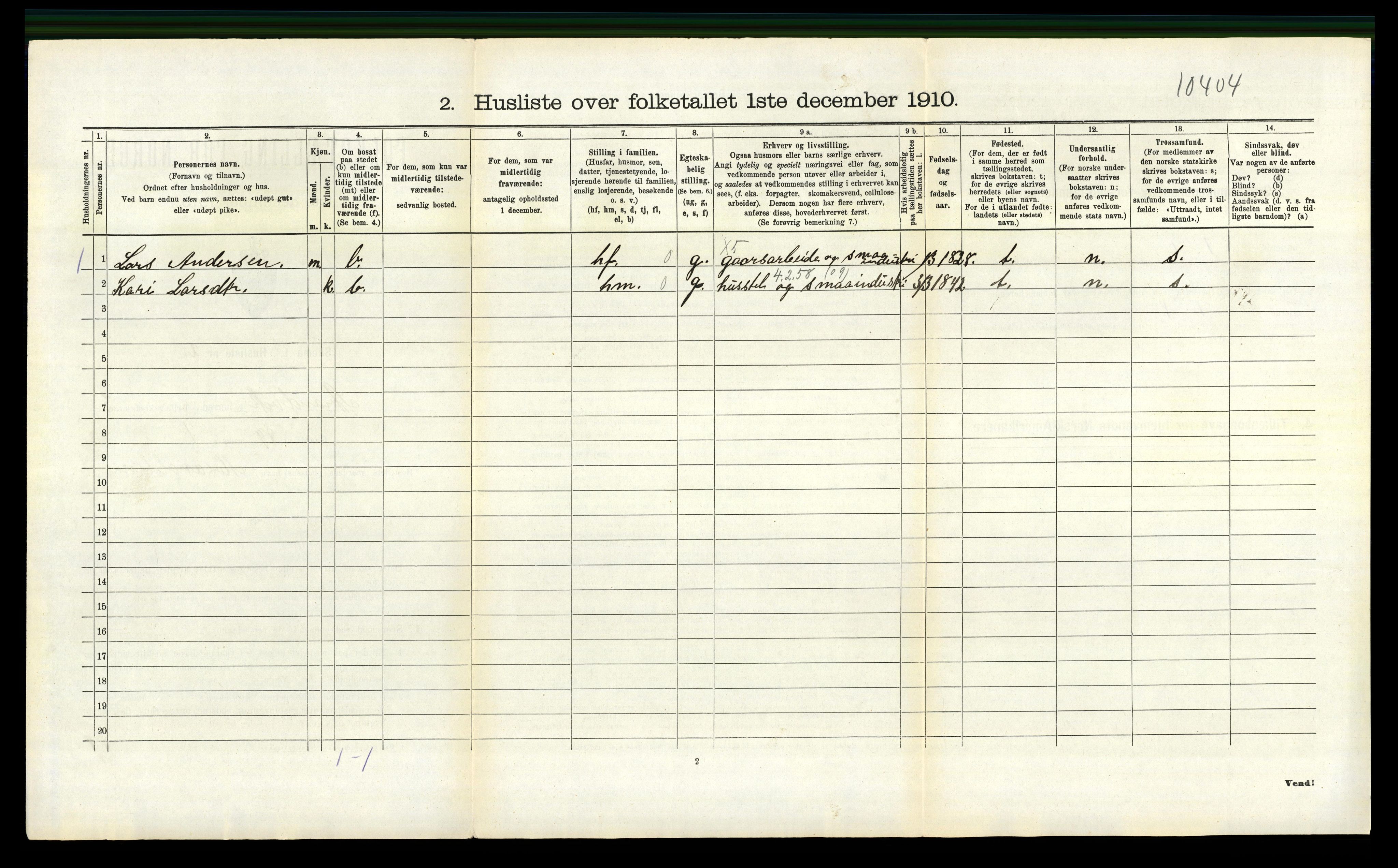 RA, 1910 census for Strandvik, 1910, p. 226