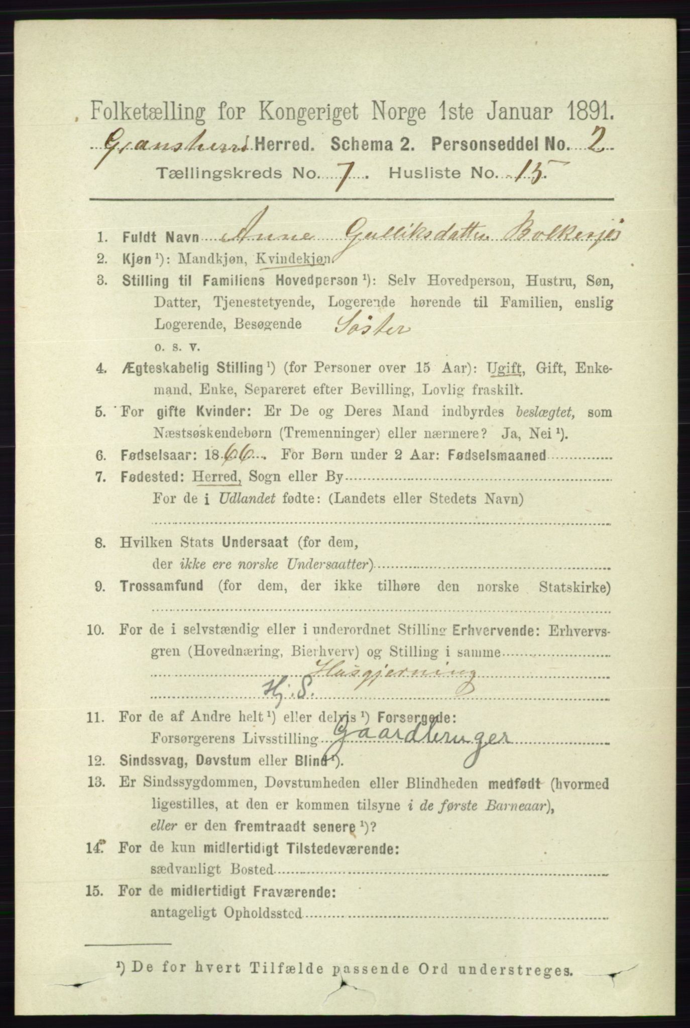 RA, 1891 census for 0824 Gransherad, 1891, p. 1296