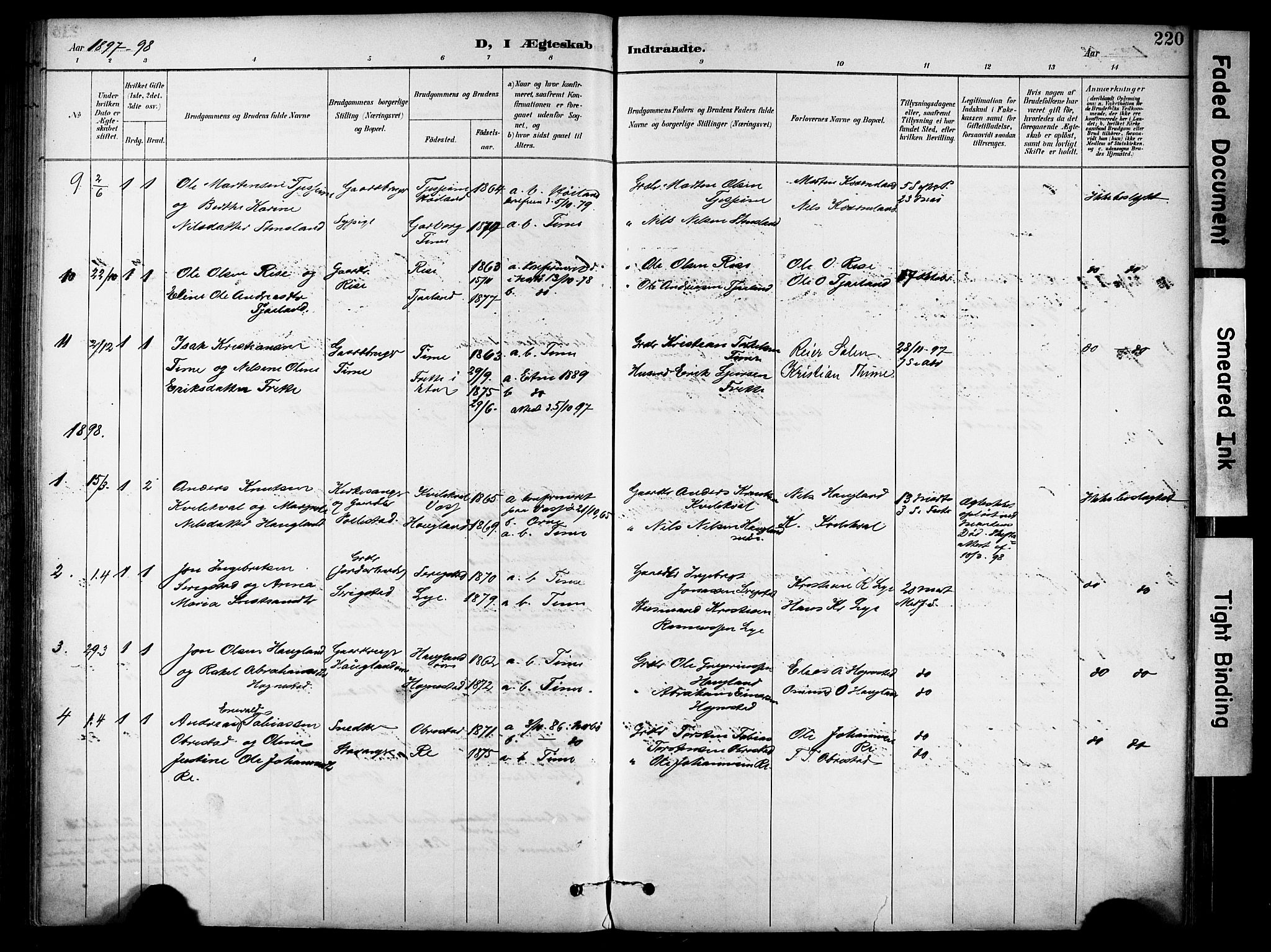 Lye sokneprestkontor, SAST/A-101794/001/30BA/L0011: Parish register (official) no. A 9, 1893-1903, p. 220