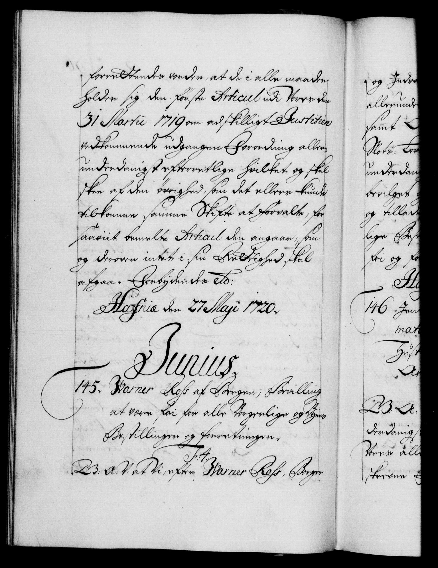 Danske Kanselli 1572-1799, AV/RA-EA-3023/F/Fc/Fca/Fcaa/L0023: Norske registre, 1720-1722, p. 96b