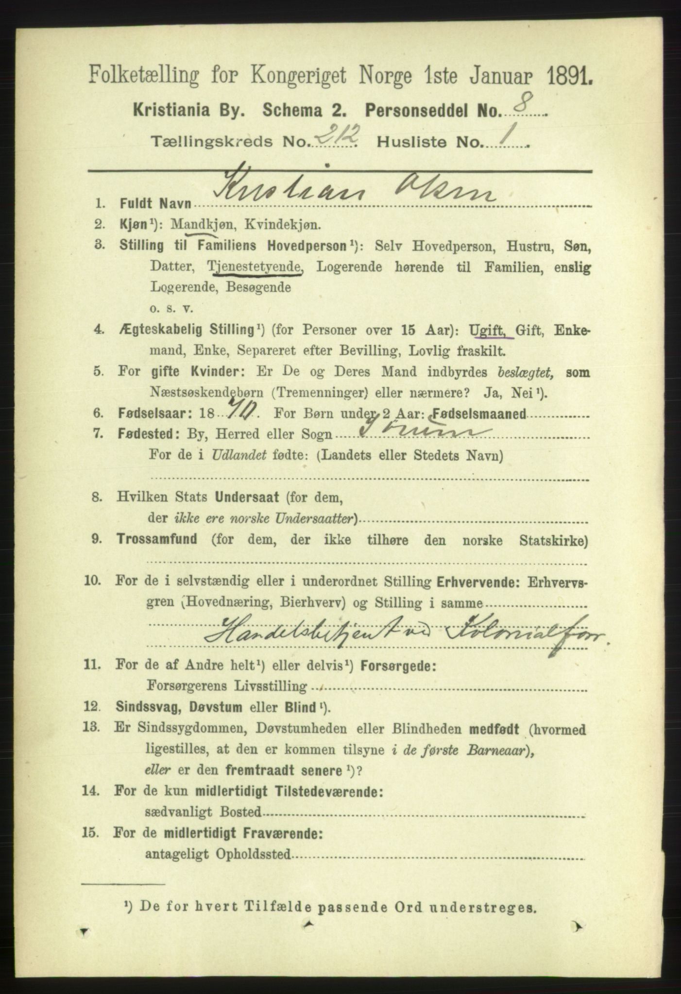 RA, 1891 census for 0301 Kristiania, 1891, p. 126450