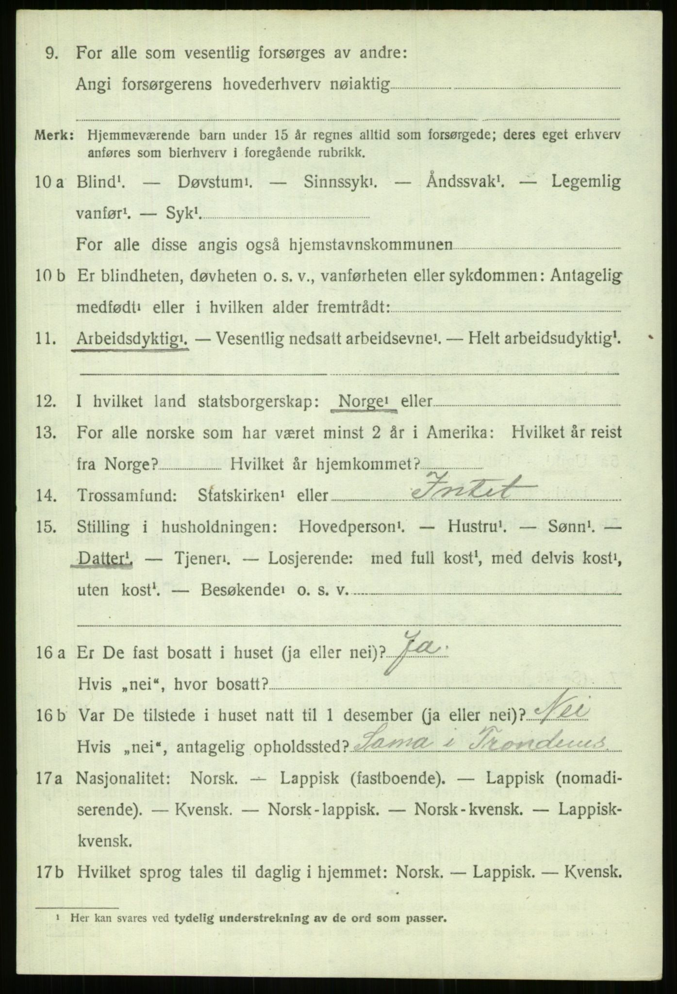 SATØ, 1920 census for Trondenes, 1920, p. 20812