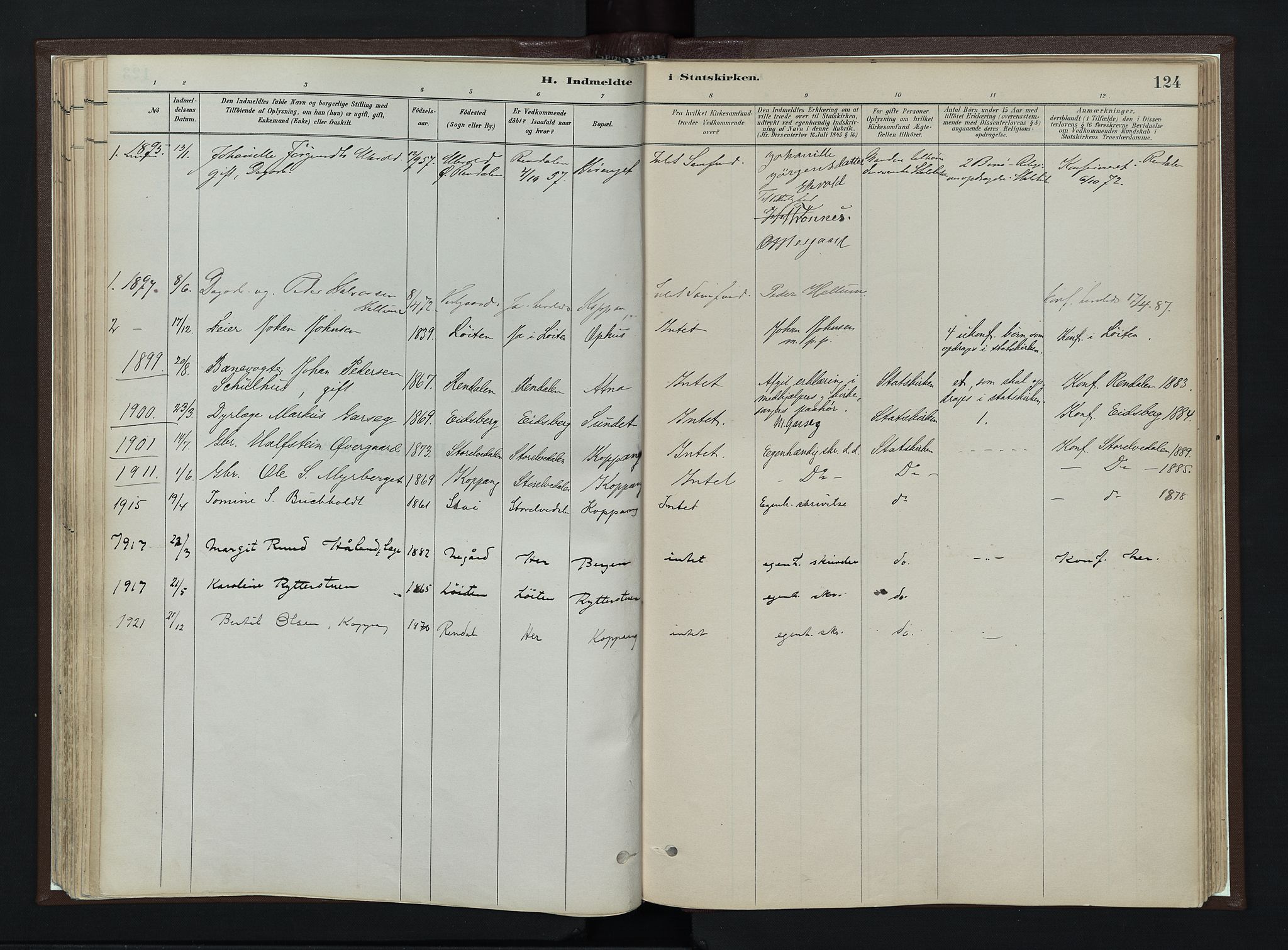 Stor-Elvdal prestekontor, SAH/PREST-052/H/Ha/Haa/L0003: Parish register (official) no. 3, 1882-1901, p. 124