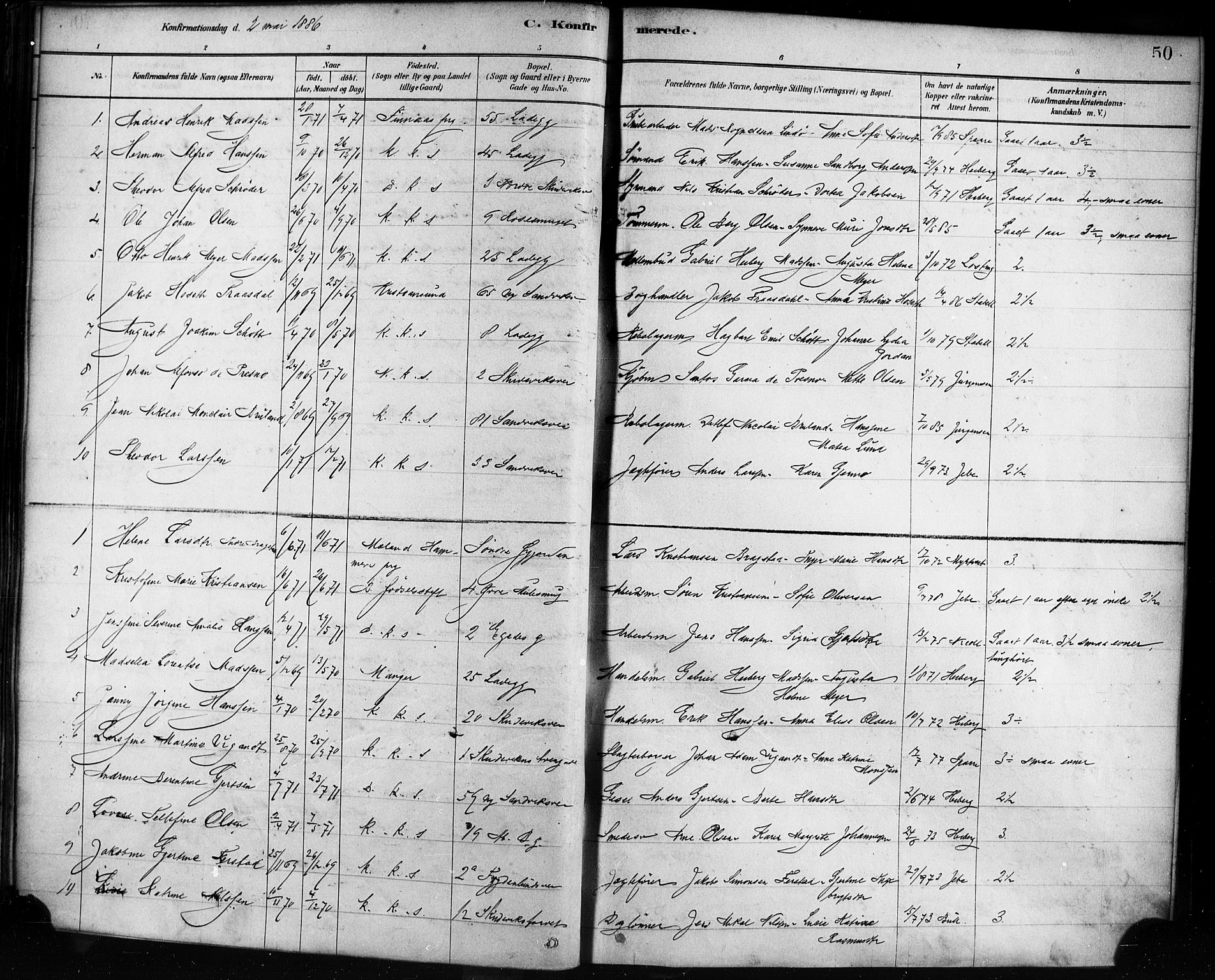 Sandviken Sokneprestembete, SAB/A-77601/H/Ha/L0002: Parish register (official) no. A 2, 1878-1896, p. 50