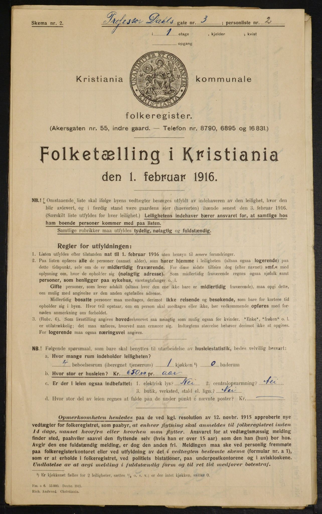 OBA, Municipal Census 1916 for Kristiania, 1916, p. 83632