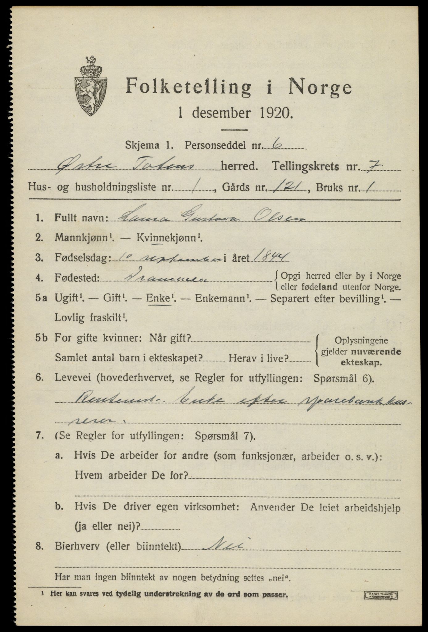 SAH, 1920 census for Østre Toten, 1920, p. 14994