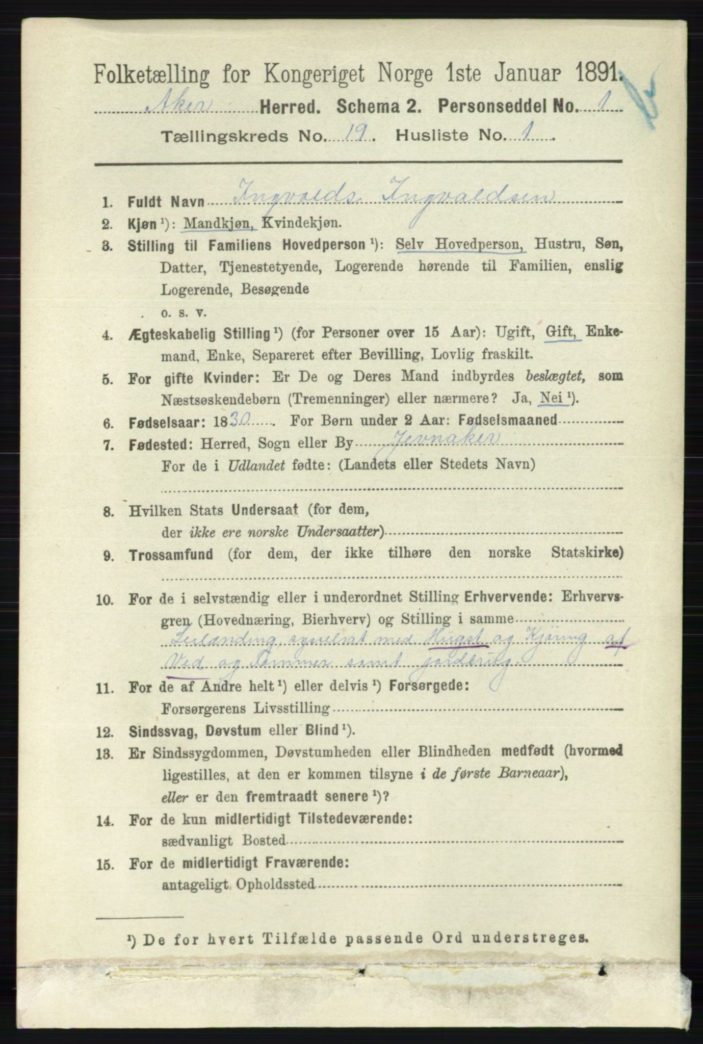 RA, 1891 census for 0218 Aker, 1891, p. 17767