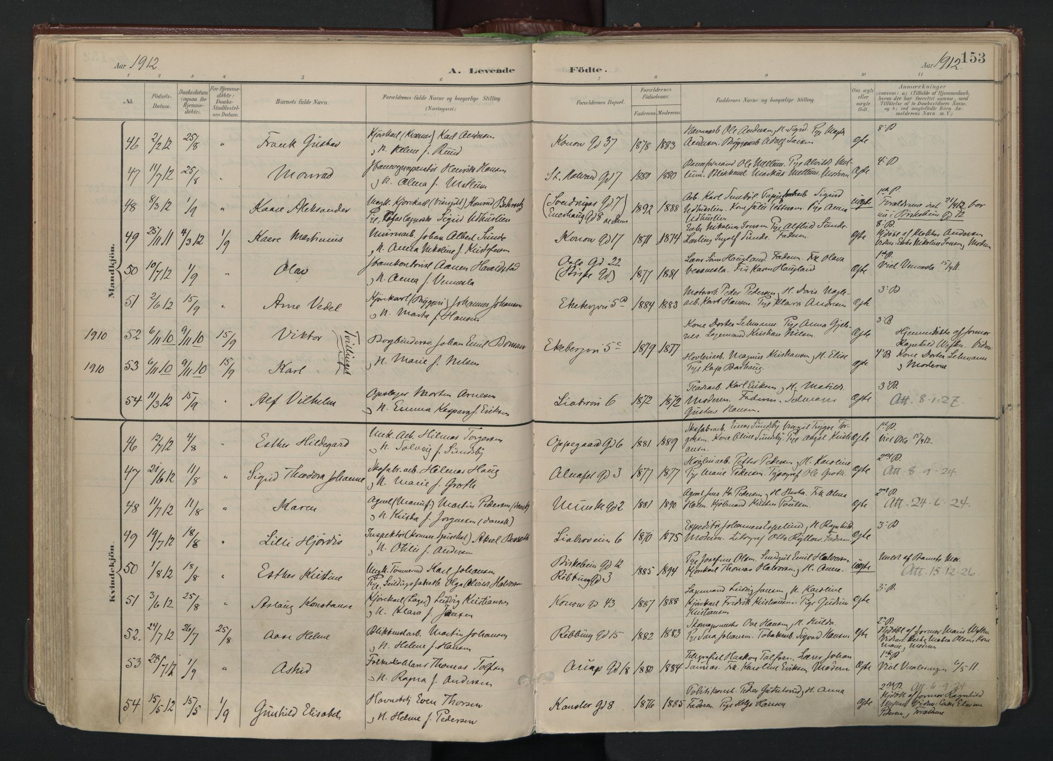 Gamlebyen prestekontor Kirkebøker, AV/SAO-A-10884/F/Fa/L0010: Parish register (official) no. 10, 1895-1935, p. 153