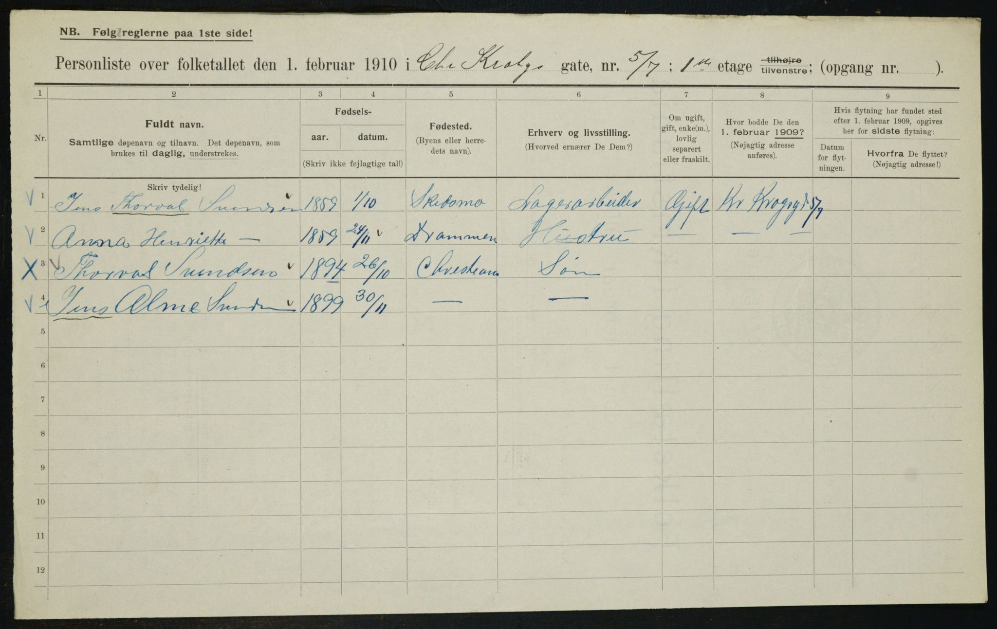 OBA, Municipal Census 1910 for Kristiania, 1910, p. 11244