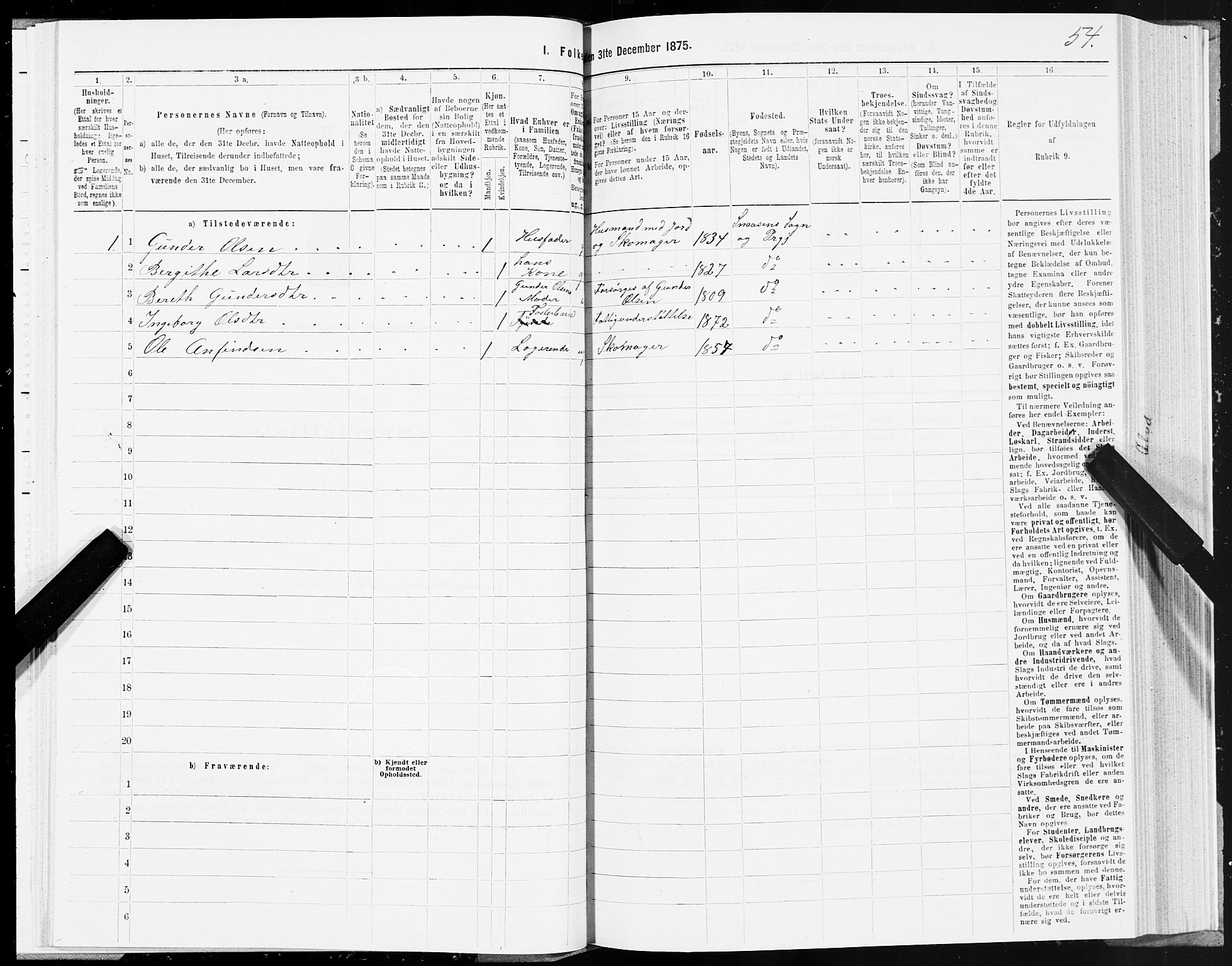 SAT, 1875 census for 1736P Snåsa, 1875, p. 3054