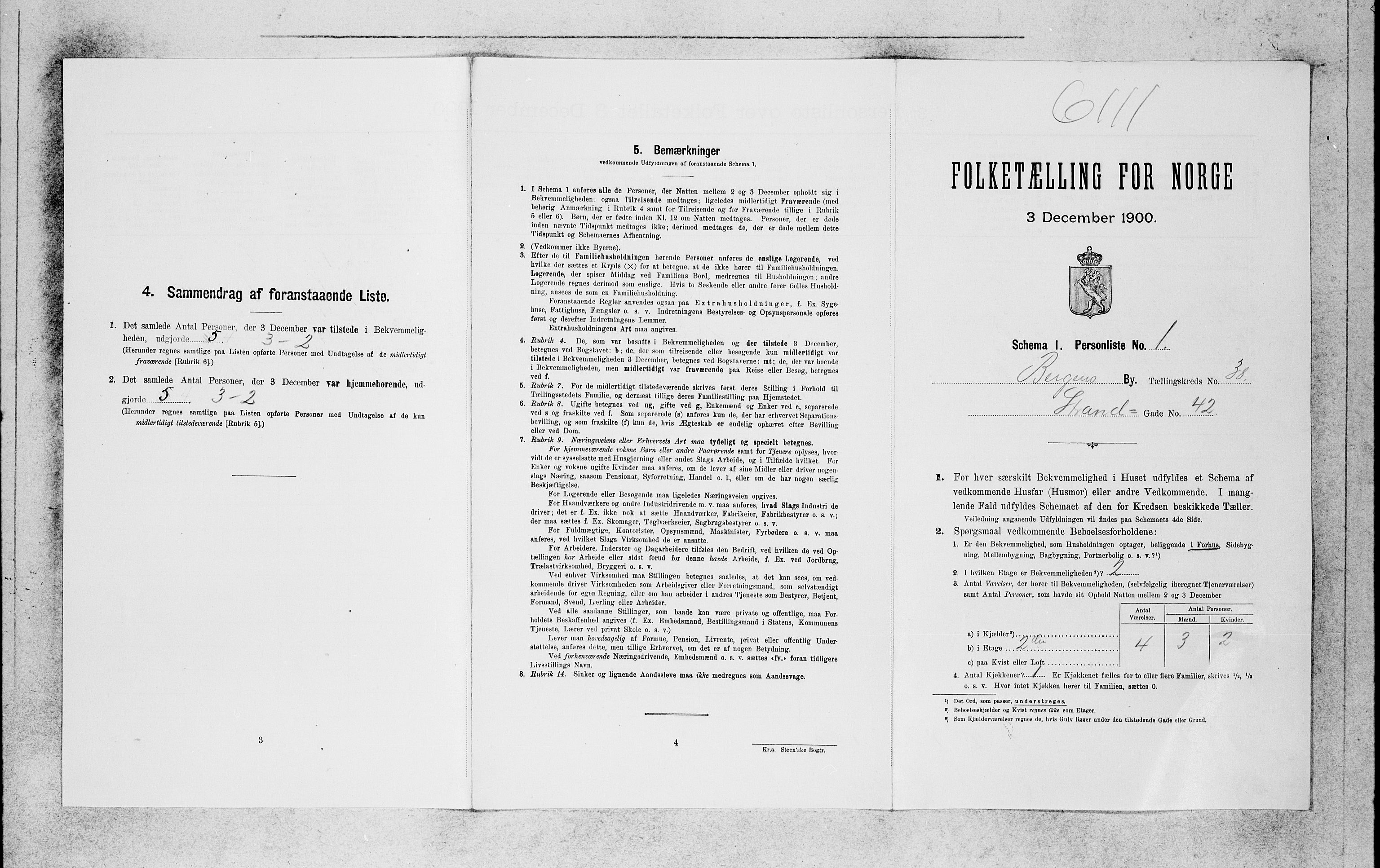 SAB, 1900 census for Bergen, 1900, p. 7240