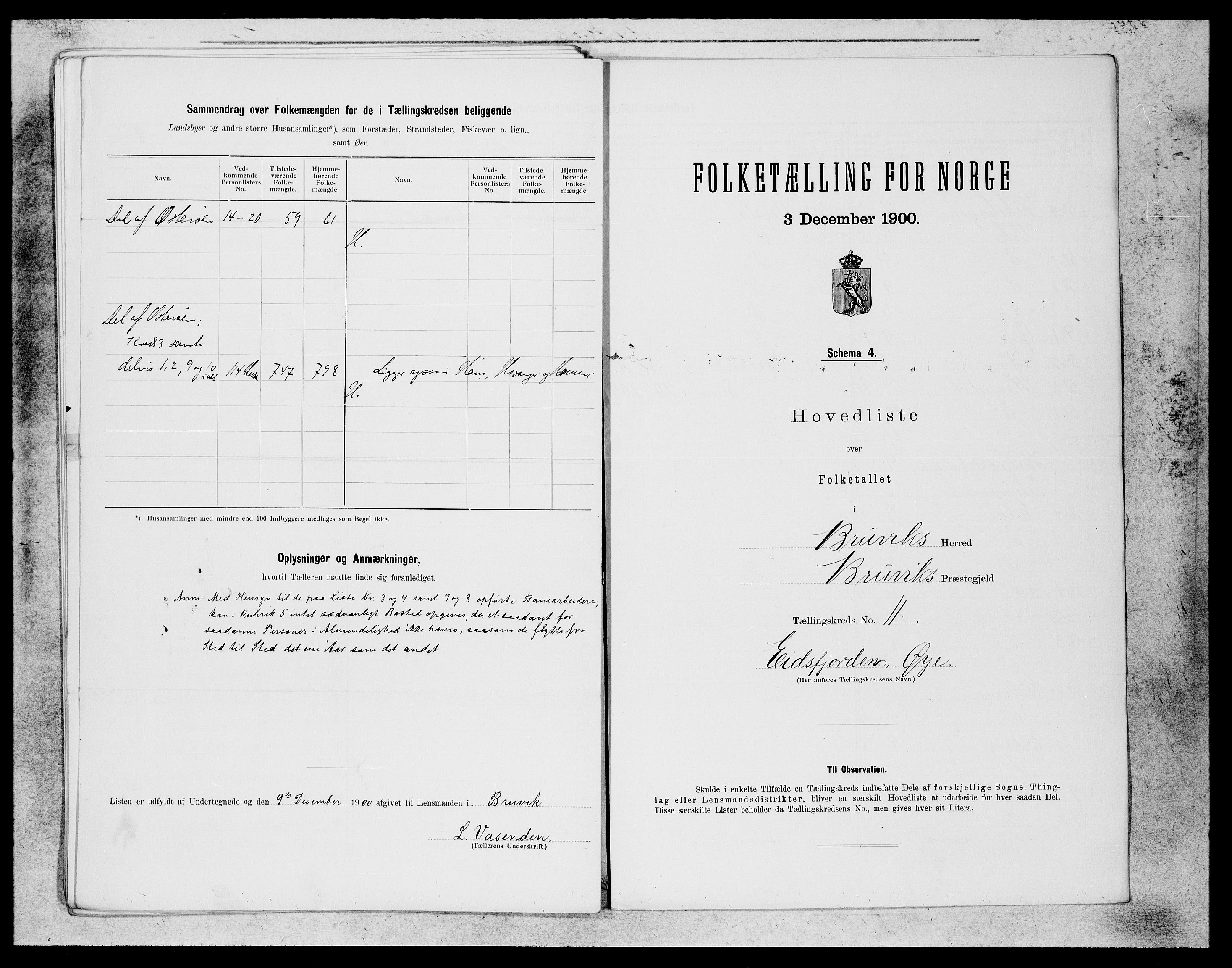 SAB, 1900 census for Bruvik, 1900, p. 21