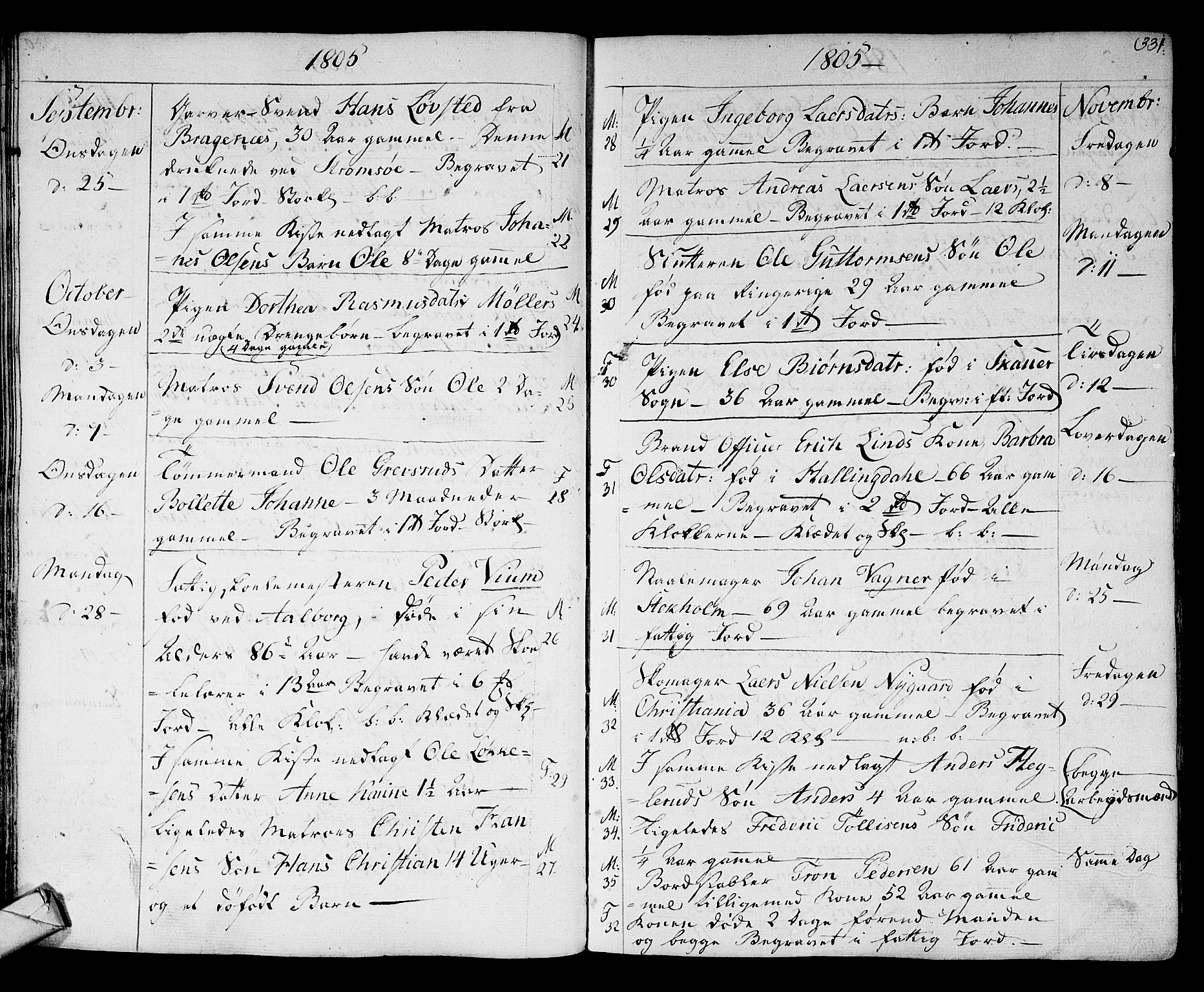 Strømsø kirkebøker, SAKO/A-246/F/Fa/L0010: Parish register (official) no. I 10, 1792-1822, p. 331