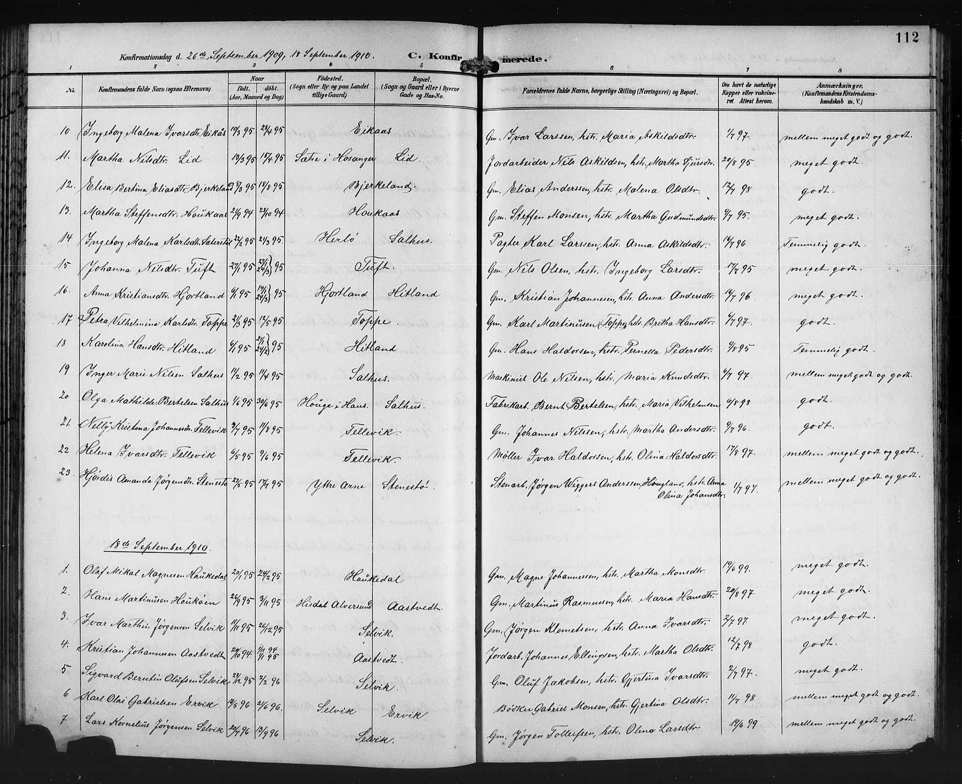 Åsane sokneprestembete, SAB/A-79401/H/Hab: Parish register (copy) no. A 3, 1899-1915, p. 112