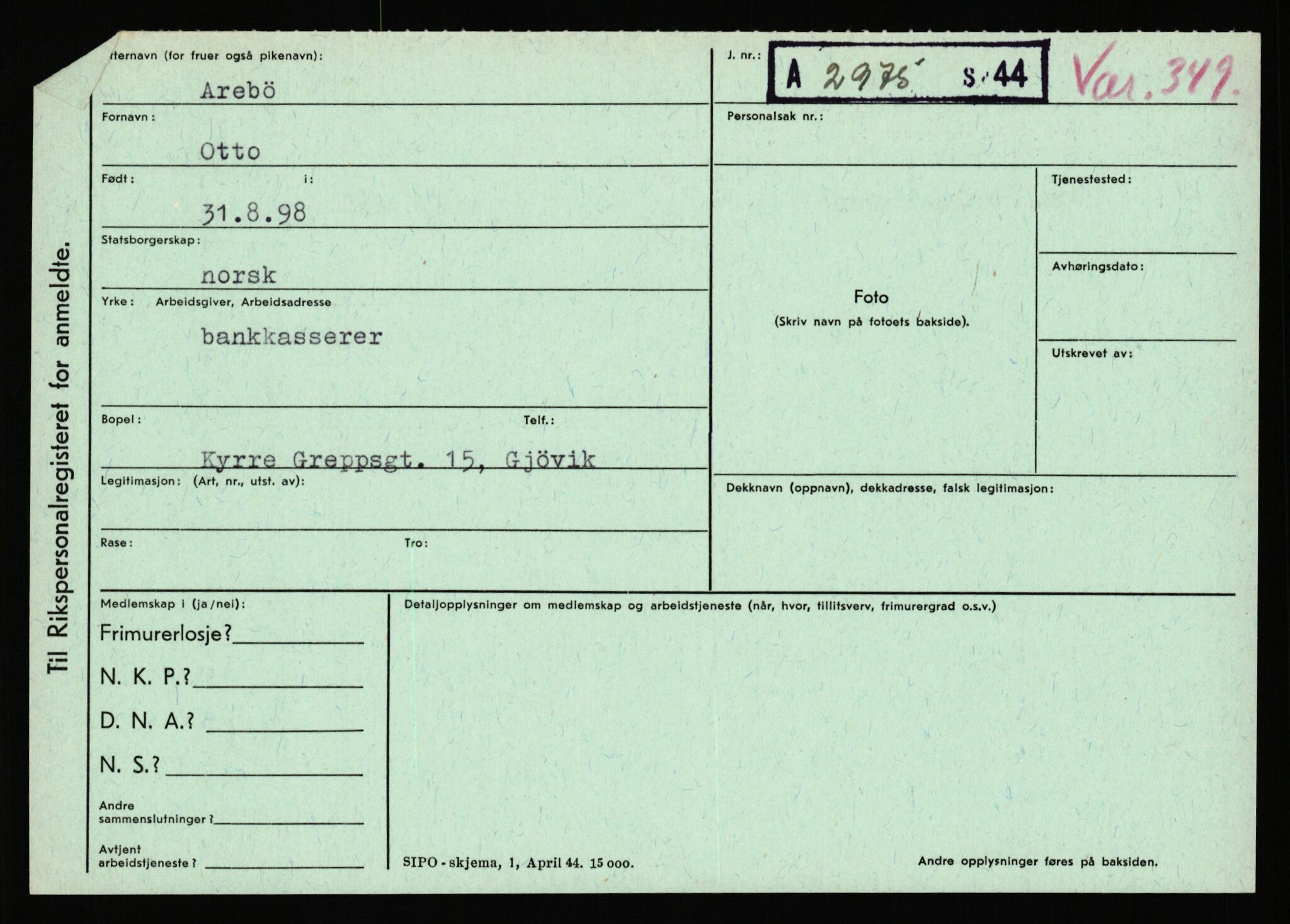 Statspolitiet - Hovedkontoret / Osloavdelingen, AV/RA-S-1329/C/Ca/L0001: Aabakken - Armann, 1943-1945, p. 5298