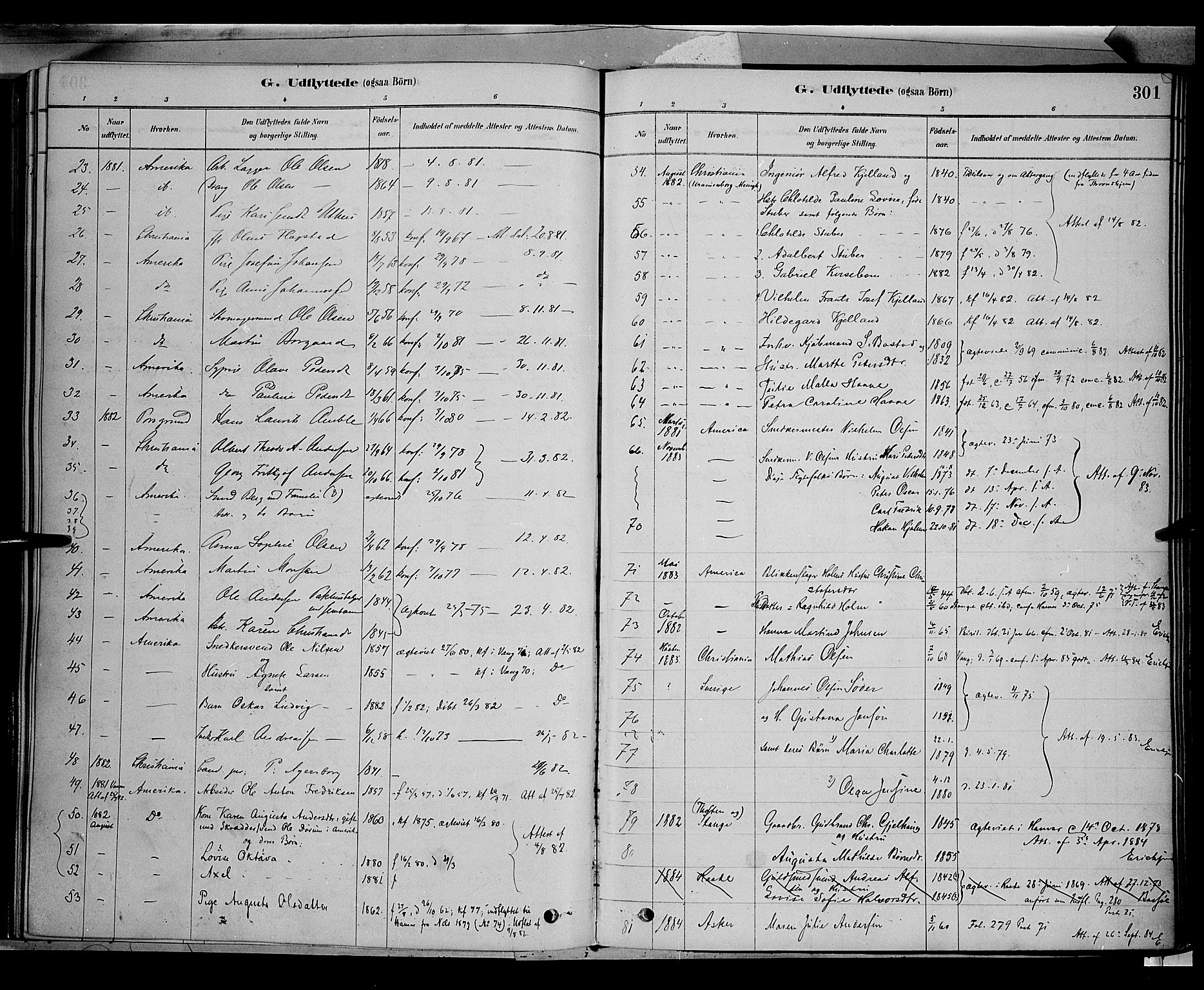 Vang prestekontor, Hedmark, SAH/PREST-008/H/Ha/Haa/L0016: Parish register (official) no. 16, 1878-1889, p. 301