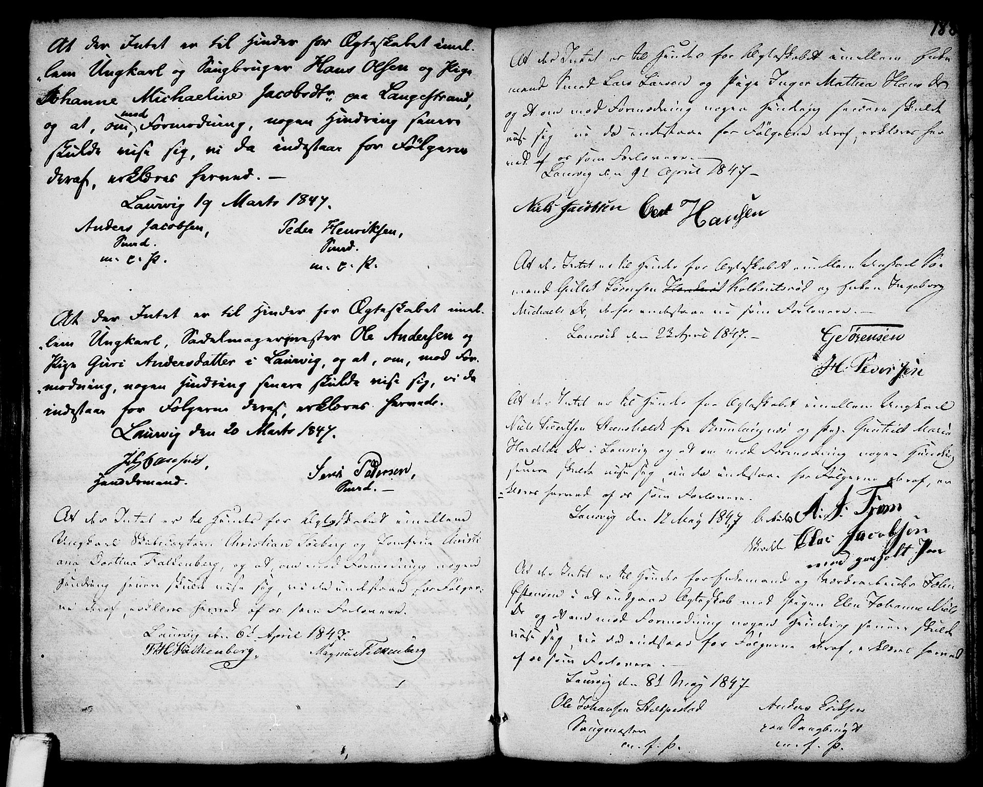 Larvik kirkebøker, SAKO/A-352/G/Ga/L0001: Parish register (copy) no. I 1, 1785-1807, p. 188