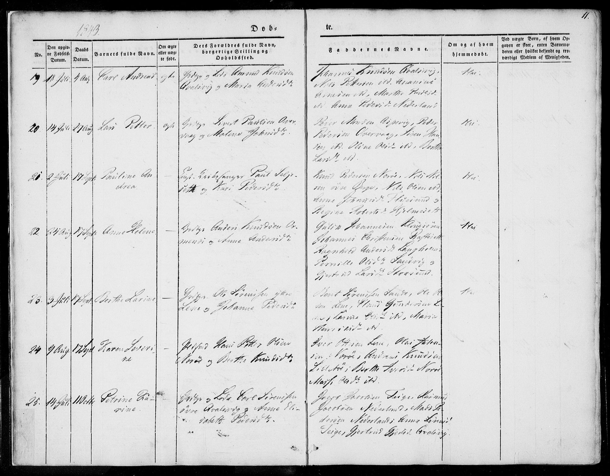 Ministerialprotokoller, klokkerbøker og fødselsregistre - Møre og Romsdal, SAT/A-1454/507/L0070: Parish register (official) no. 507A05, 1842-1873, p. 11