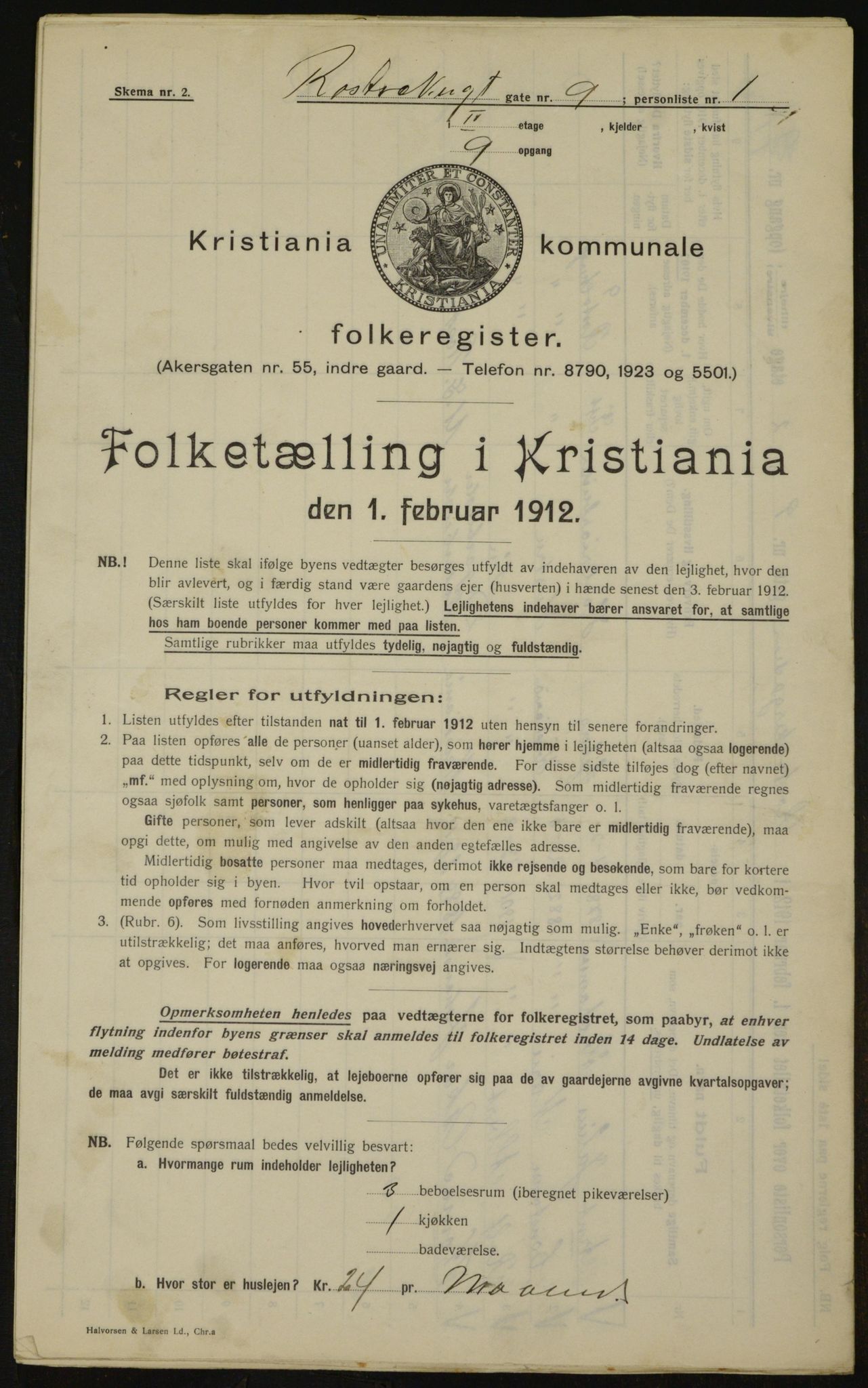 OBA, Municipal Census 1912 for Kristiania, 1912, p. 84710