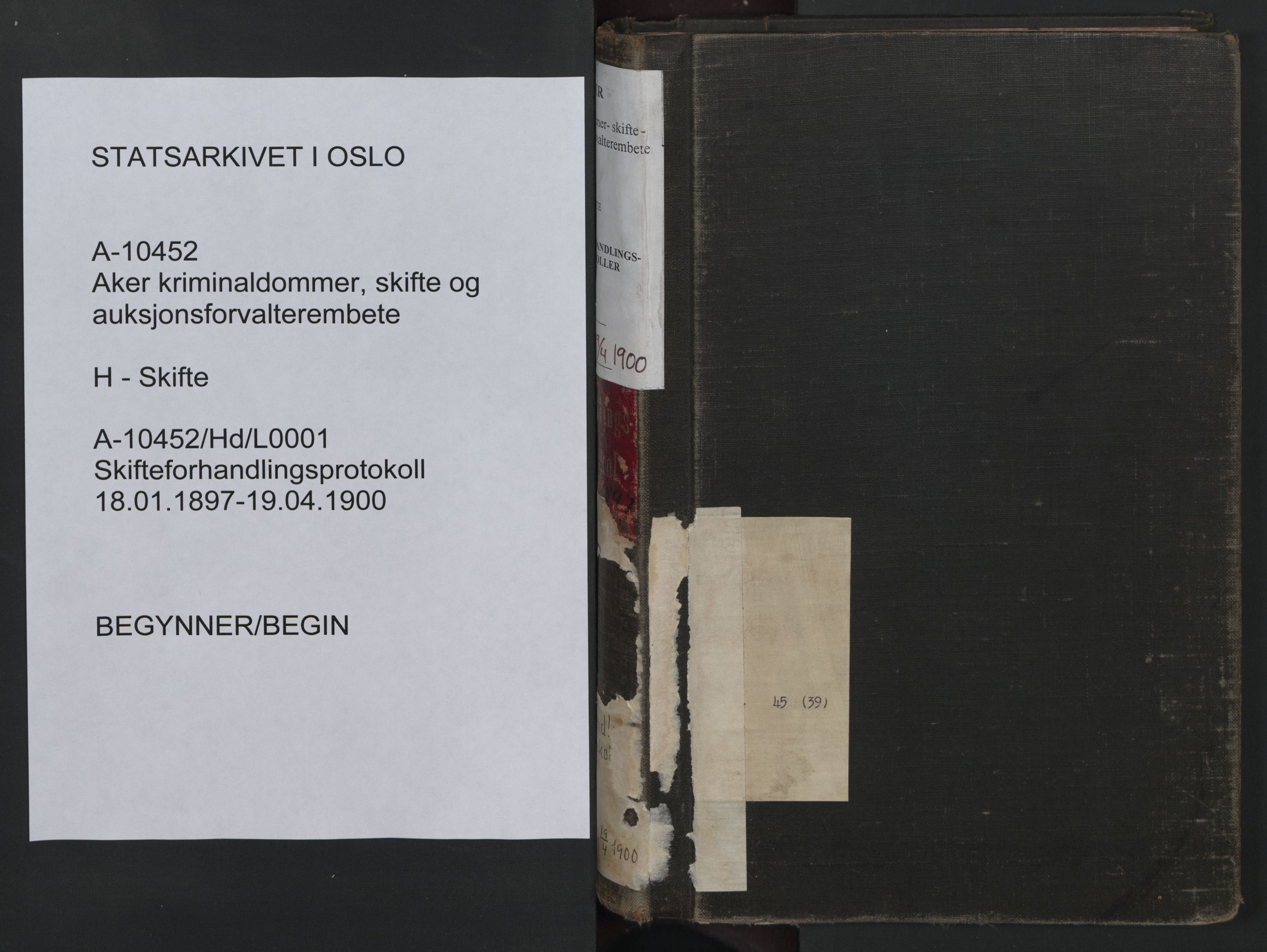 Aker kriminaldommer, skifte- og auksjonsforvalterembete, AV/SAO-A-10452/H/Hd/L0001: Skifteforhandlingsprotokoll, 1897-1900