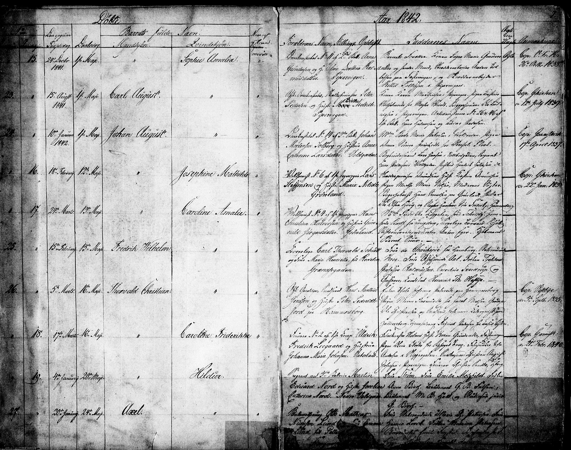 Garnisonsmenigheten Kirkebøker, AV/SAO-A-10846/F/Fa/L0008: Parish register (official) no. 8, 1842-1859, p. 7