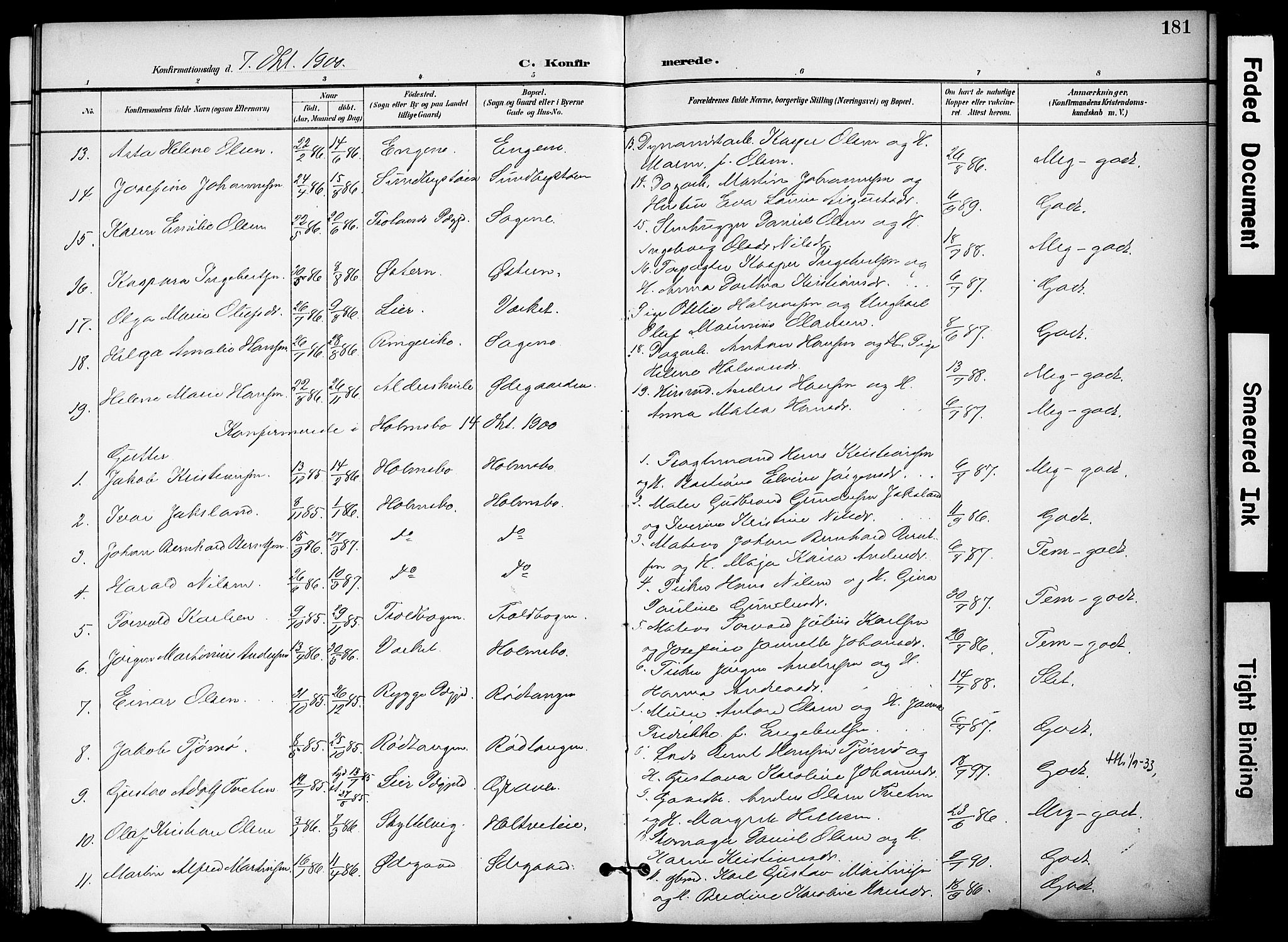 Hurum kirkebøker, SAKO/A-229/F/Fa/L0015: Parish register (official) no. 15, 1896-1908, p. 181