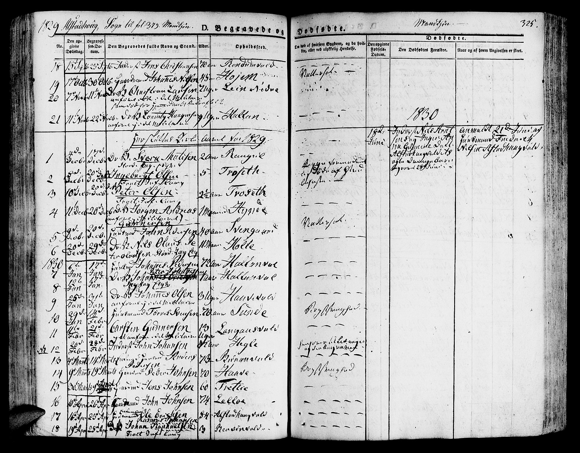 Ministerialprotokoller, klokkerbøker og fødselsregistre - Nord-Trøndelag, SAT/A-1458/717/L0152: Parish register (official) no. 717A05 /1, 1825-1836, p. 325