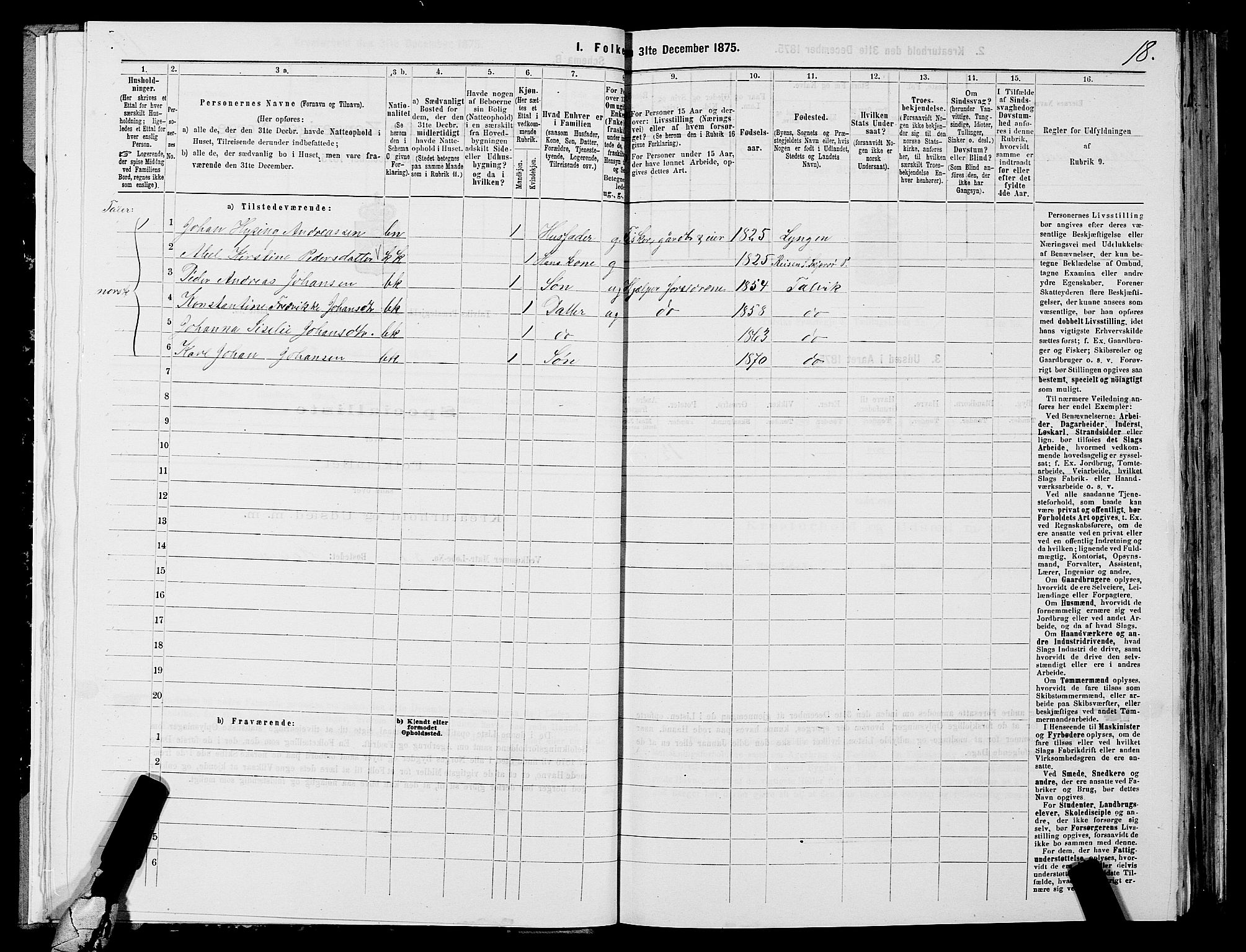 SATØ, 1875 census for 2013P Talvik, 1875, p. 1018
