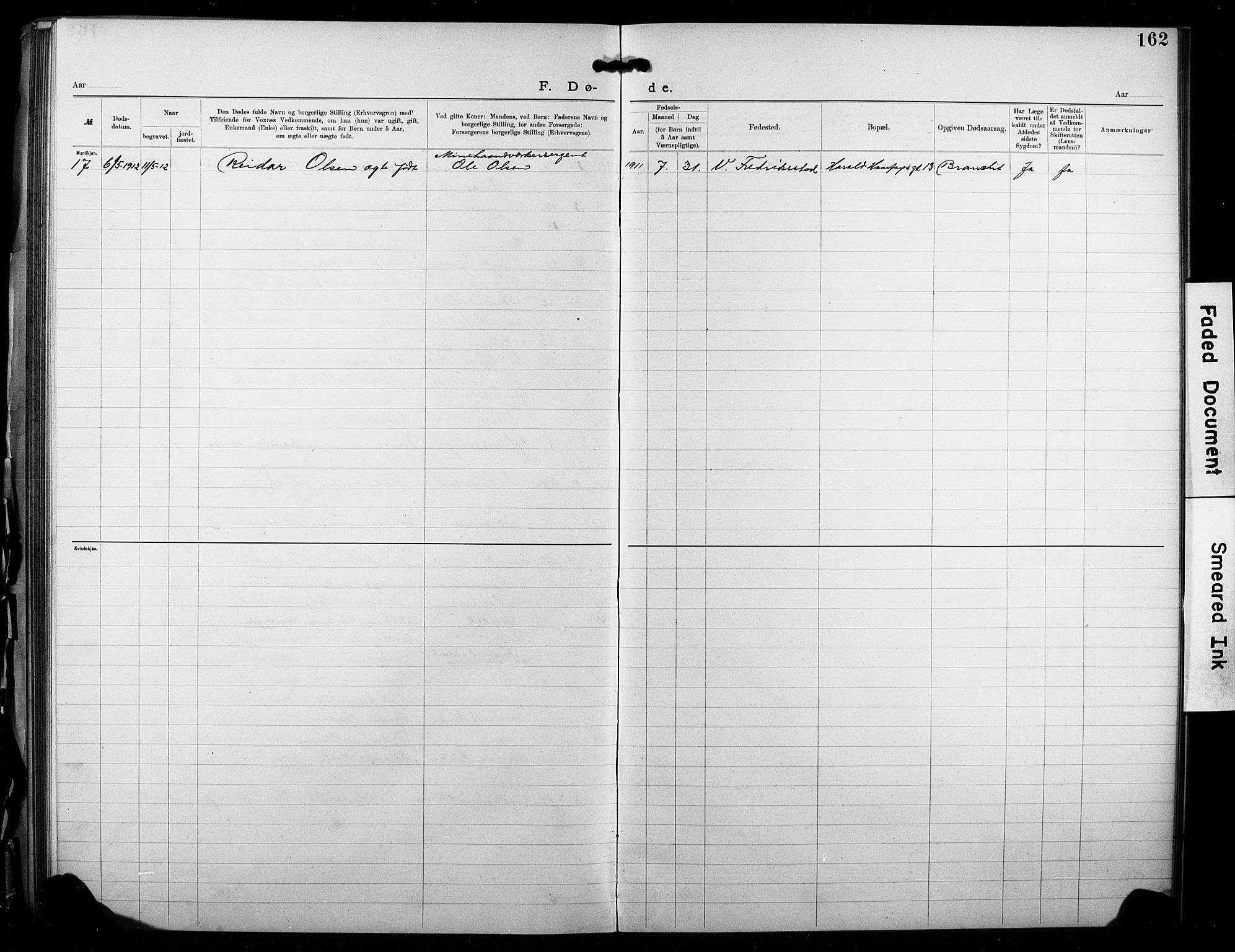 Kristi menighet Fredrikstad , SAO/PAO-0231/A/L0001: Dissenter register no. 1, 1893-1914, p. 162