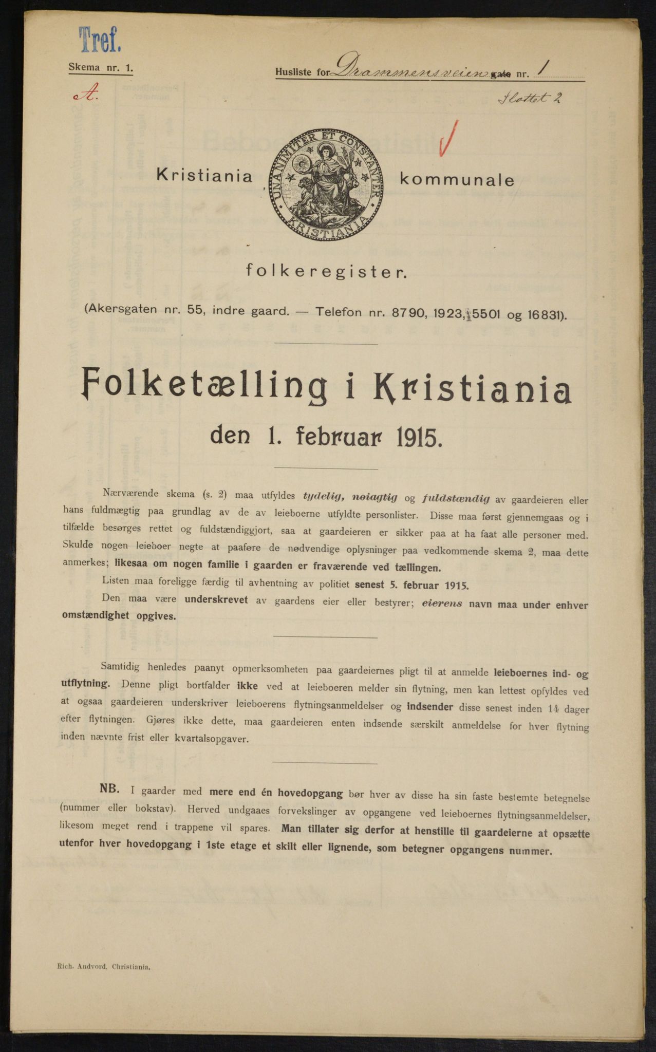 OBA, Municipal Census 1915 for Kristiania, 1915, p. 16250