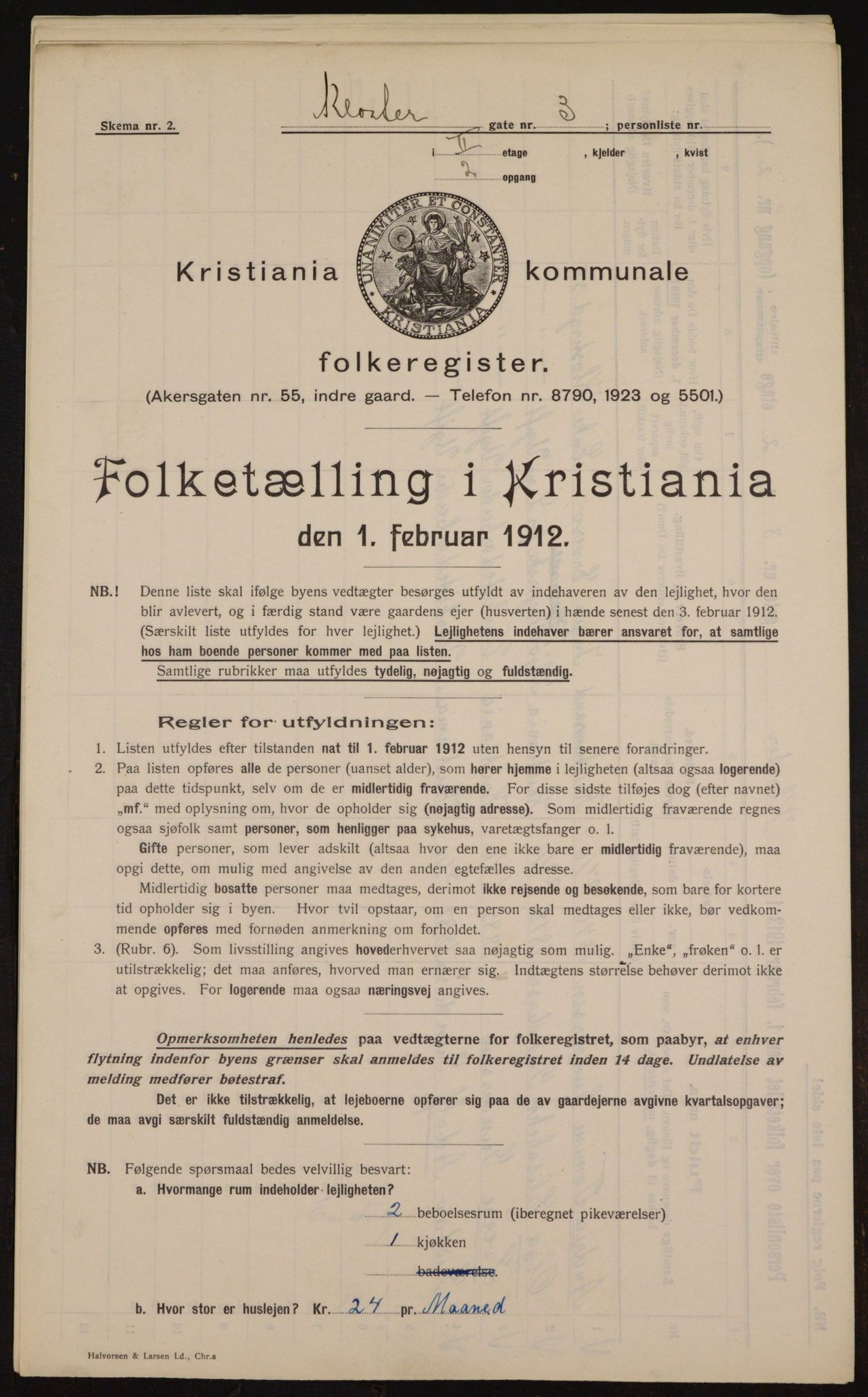 OBA, Municipal Census 1912 for Kristiania, 1912, p. 52336