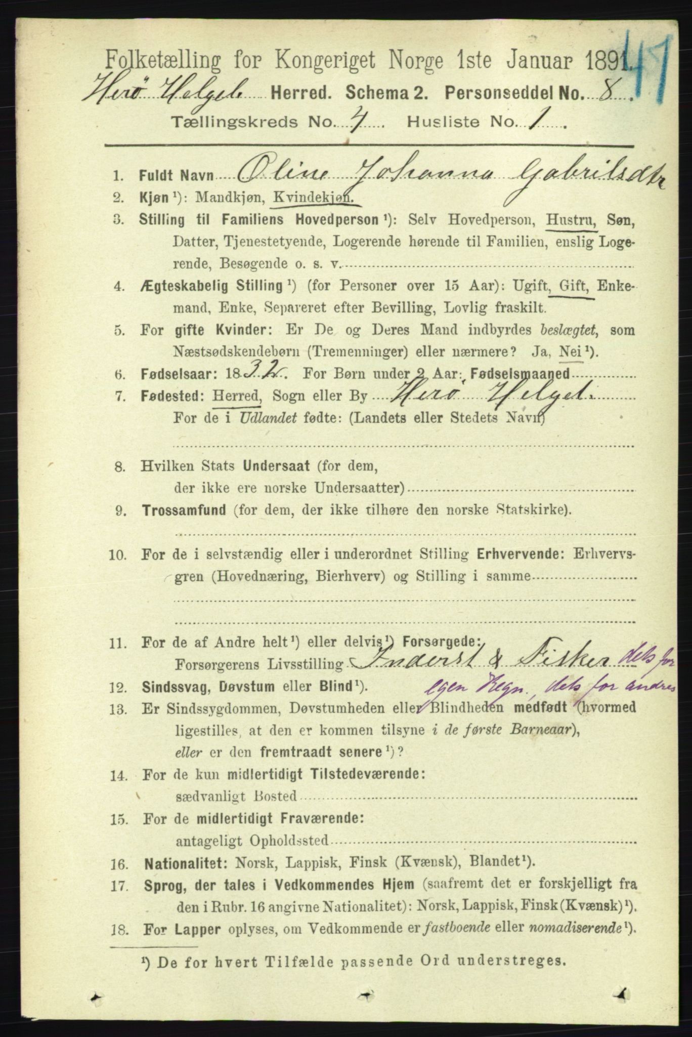 RA, 1891 census for 1818 Herøy, 1891, p. 929