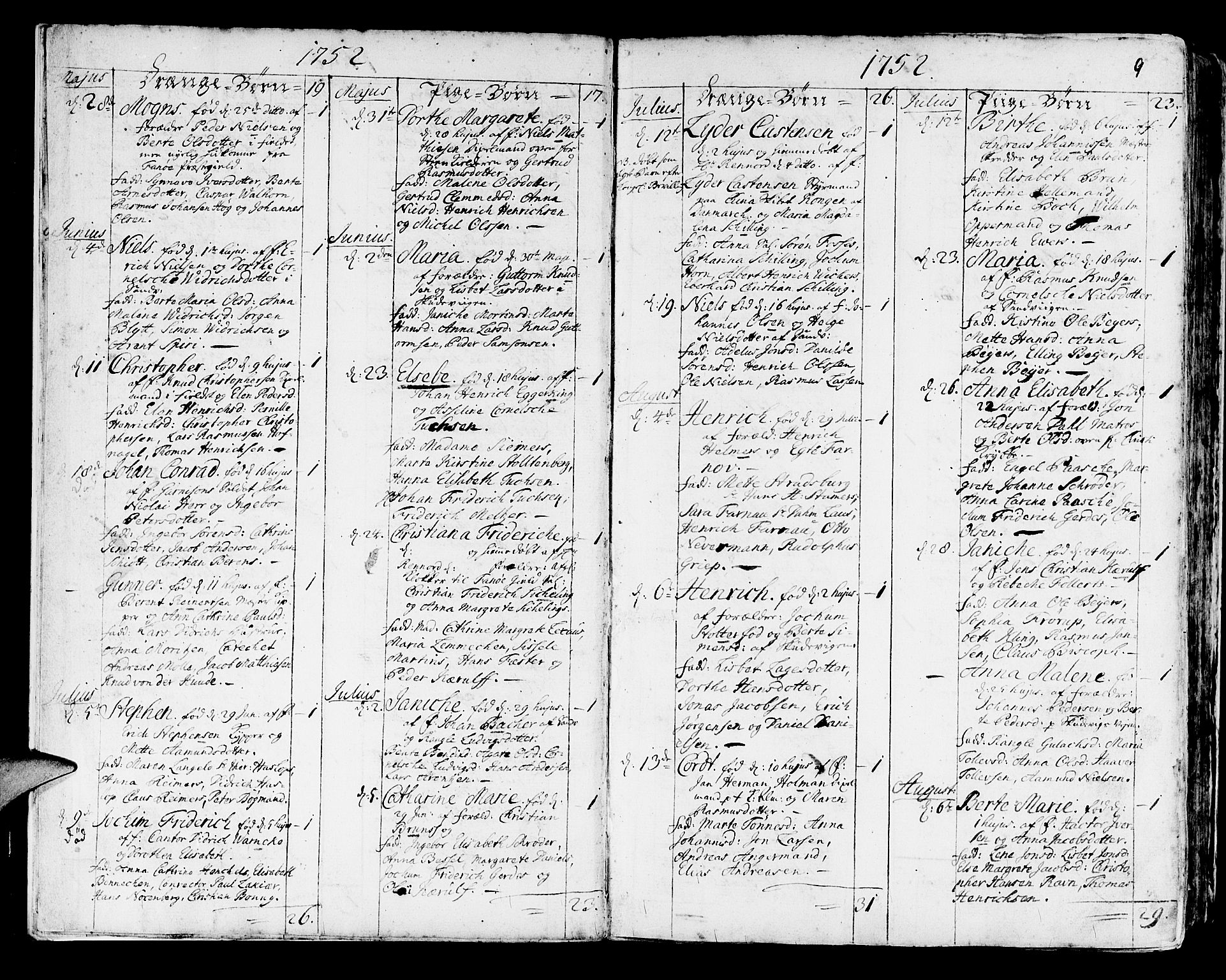 Korskirken sokneprestembete, AV/SAB-A-76101/H/Haa/L0005: Parish register (official) no. A 5, 1751-1789, p. 9