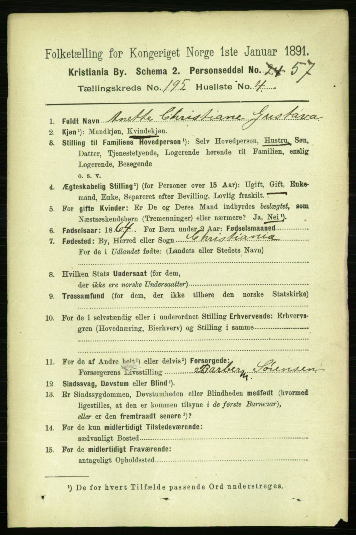 RA, 1891 census for 0301 Kristiania, 1891, p. 117578