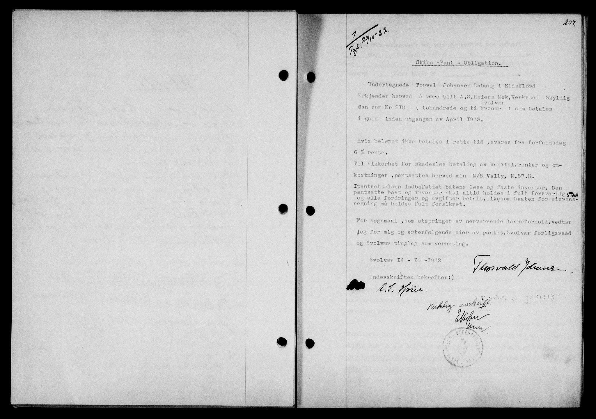 Vesterålen sorenskriveri, SAT/A-4180/1/2/2Ca/L0056: Mortgage book no. 49, 1932-1933, Deed date: 20.10.1932
