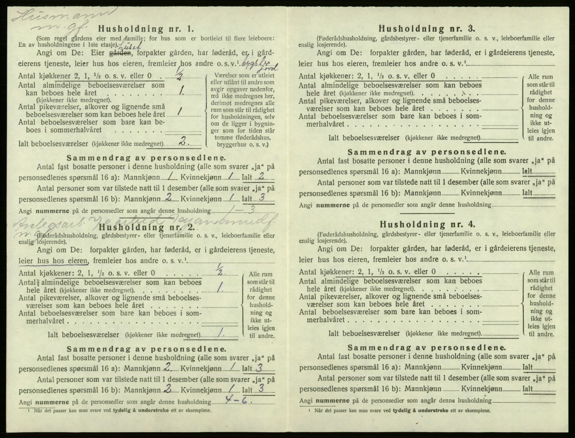 SAB, 1920 census for Kvam, 1920, p. 1399