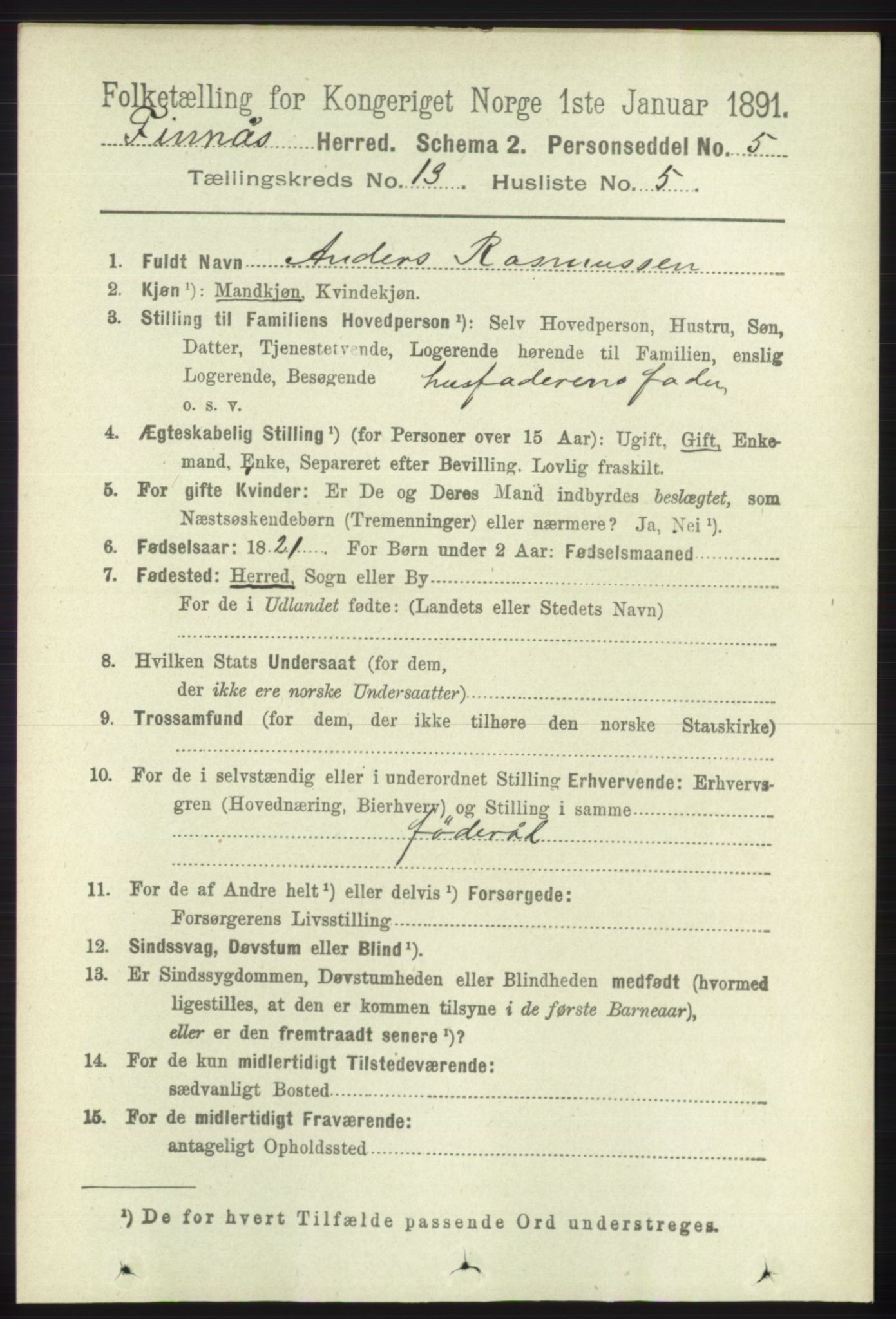 RA, 1891 census for 1218 Finnås, 1891, p. 5631