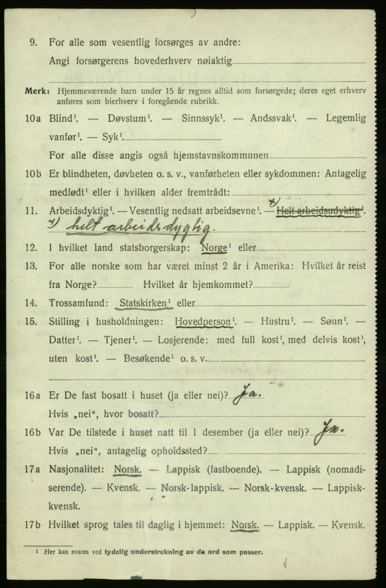 SATØ, 1920 census for Gamvik, 1920, p. 2403