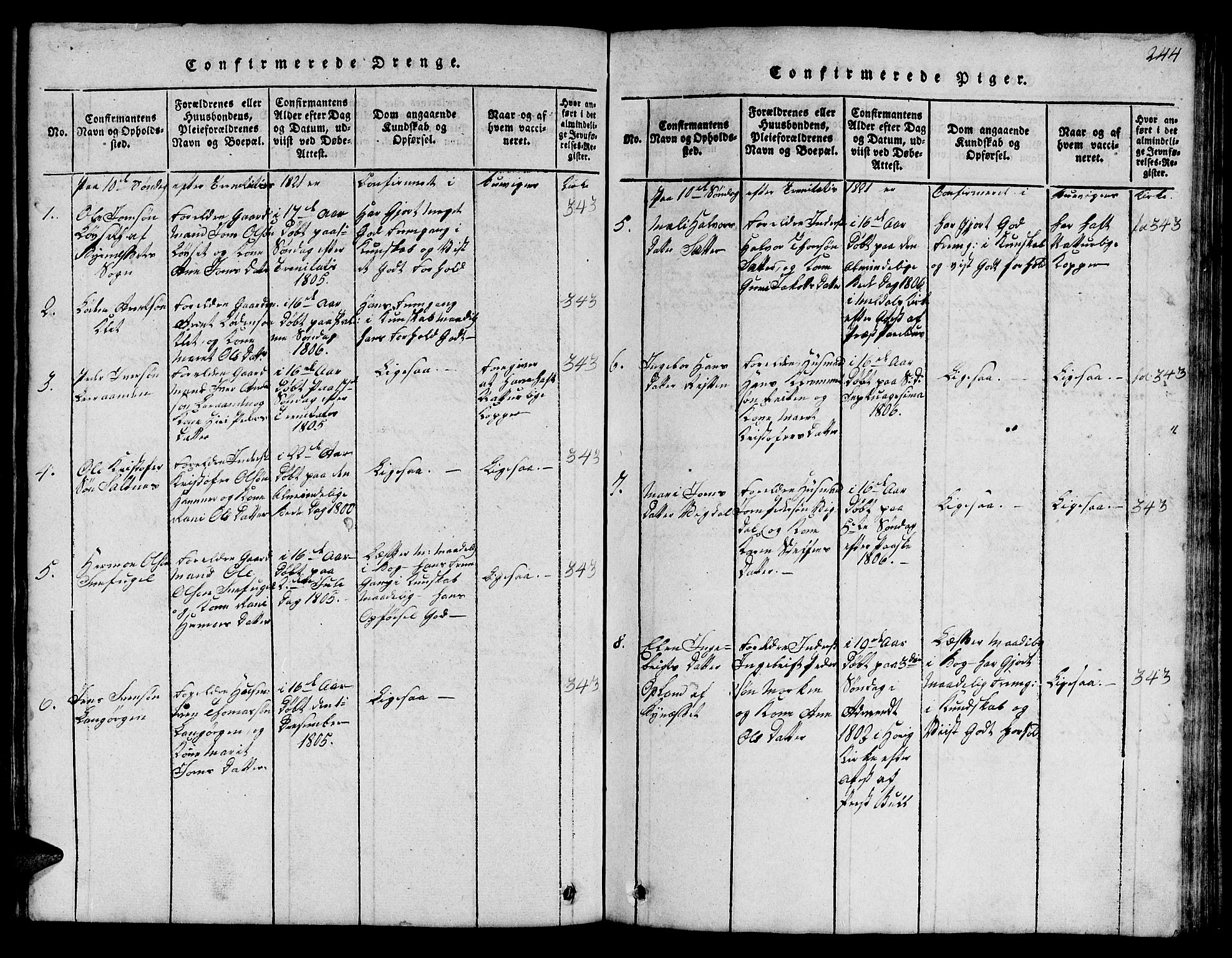 Ministerialprotokoller, klokkerbøker og fødselsregistre - Sør-Trøndelag, AV/SAT-A-1456/666/L0788: Parish register (copy) no. 666C01, 1816-1847, p. 244