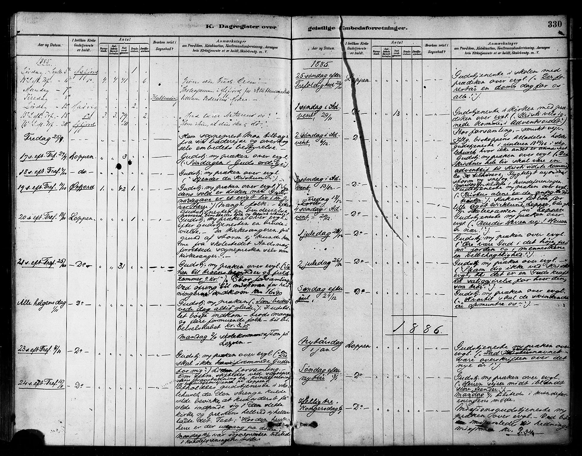 Loppa sokneprestkontor, SATØ/S-1339/H/Ha/L0006kirke: Parish register (official) no. 6, 1879-1895, p. 330